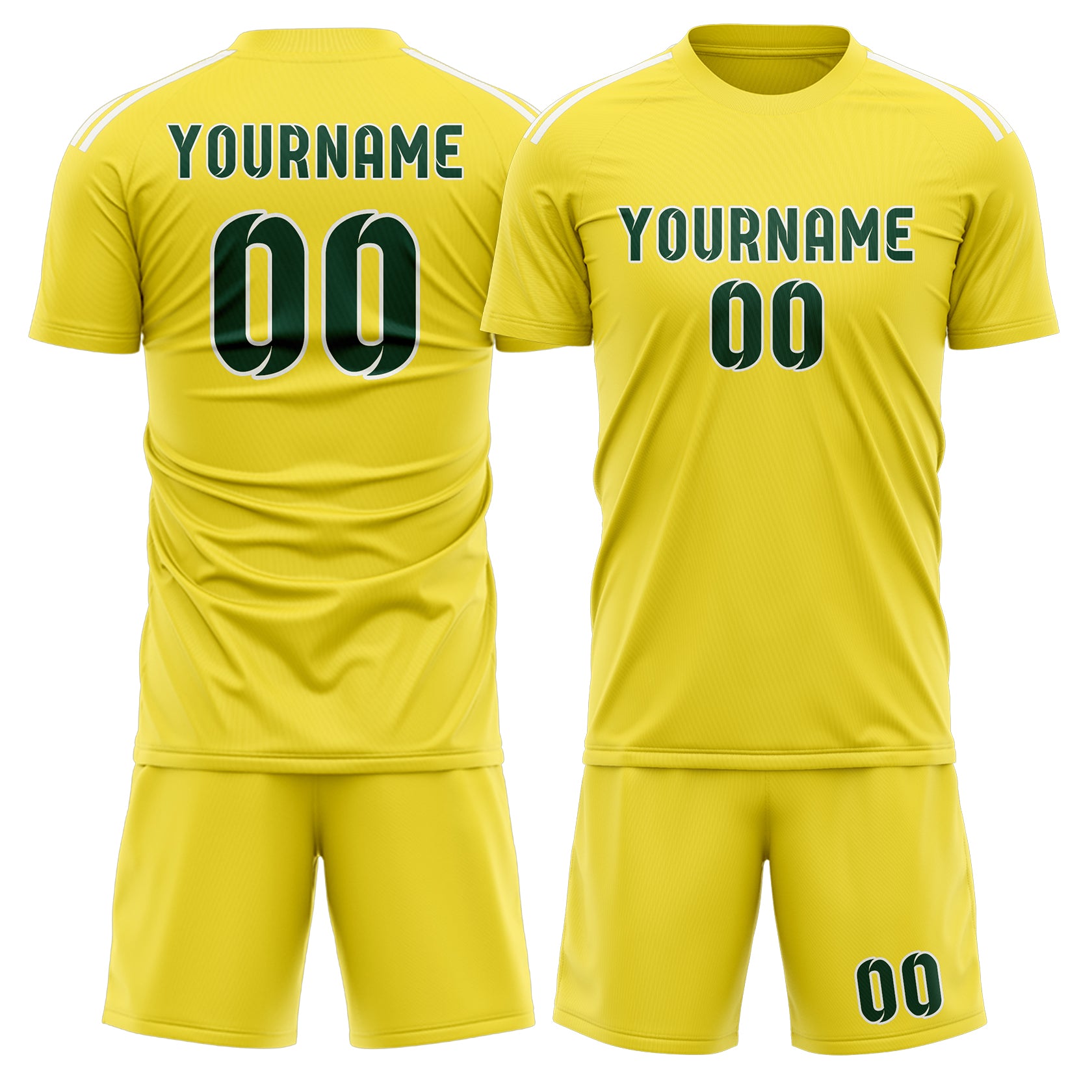 Custom Light Yellow Green Soccer Set