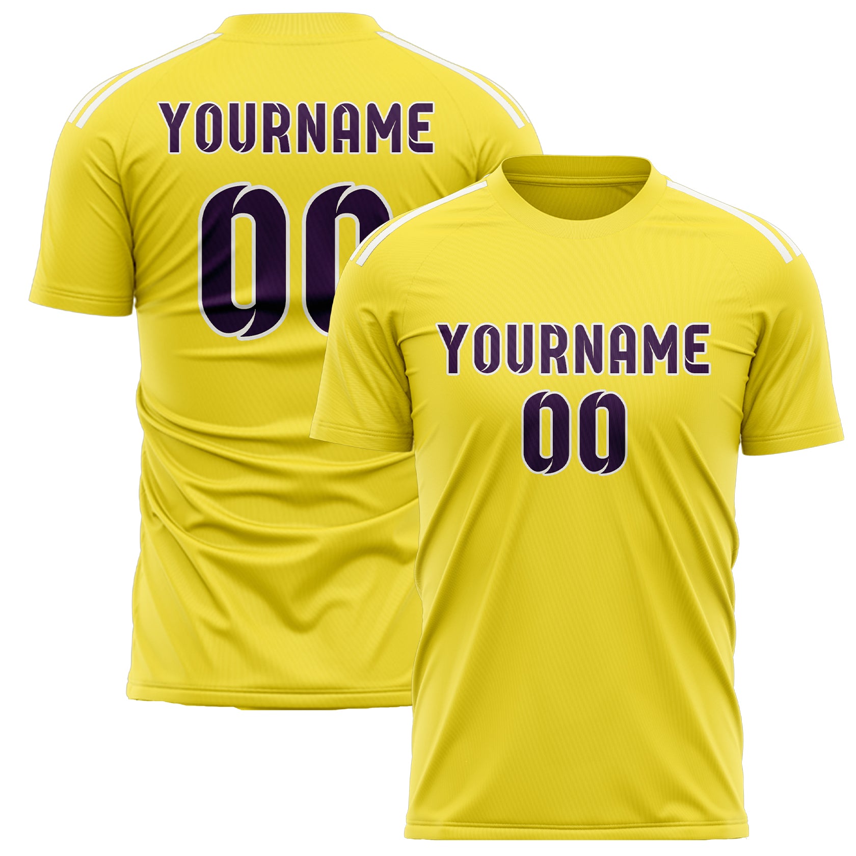 Custom Light Yellow Purple Soccer Jersey