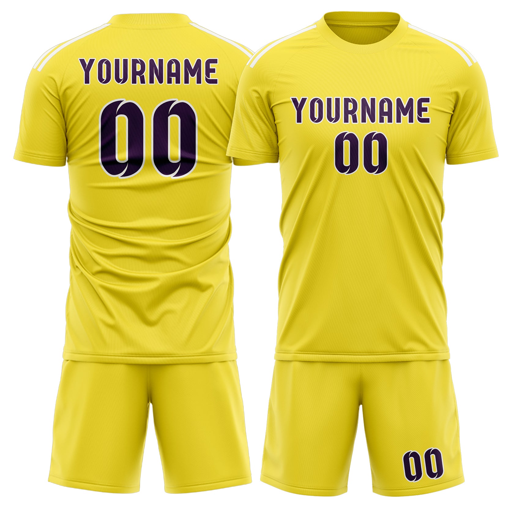 Custom Light Yellow Purple Soccer Set