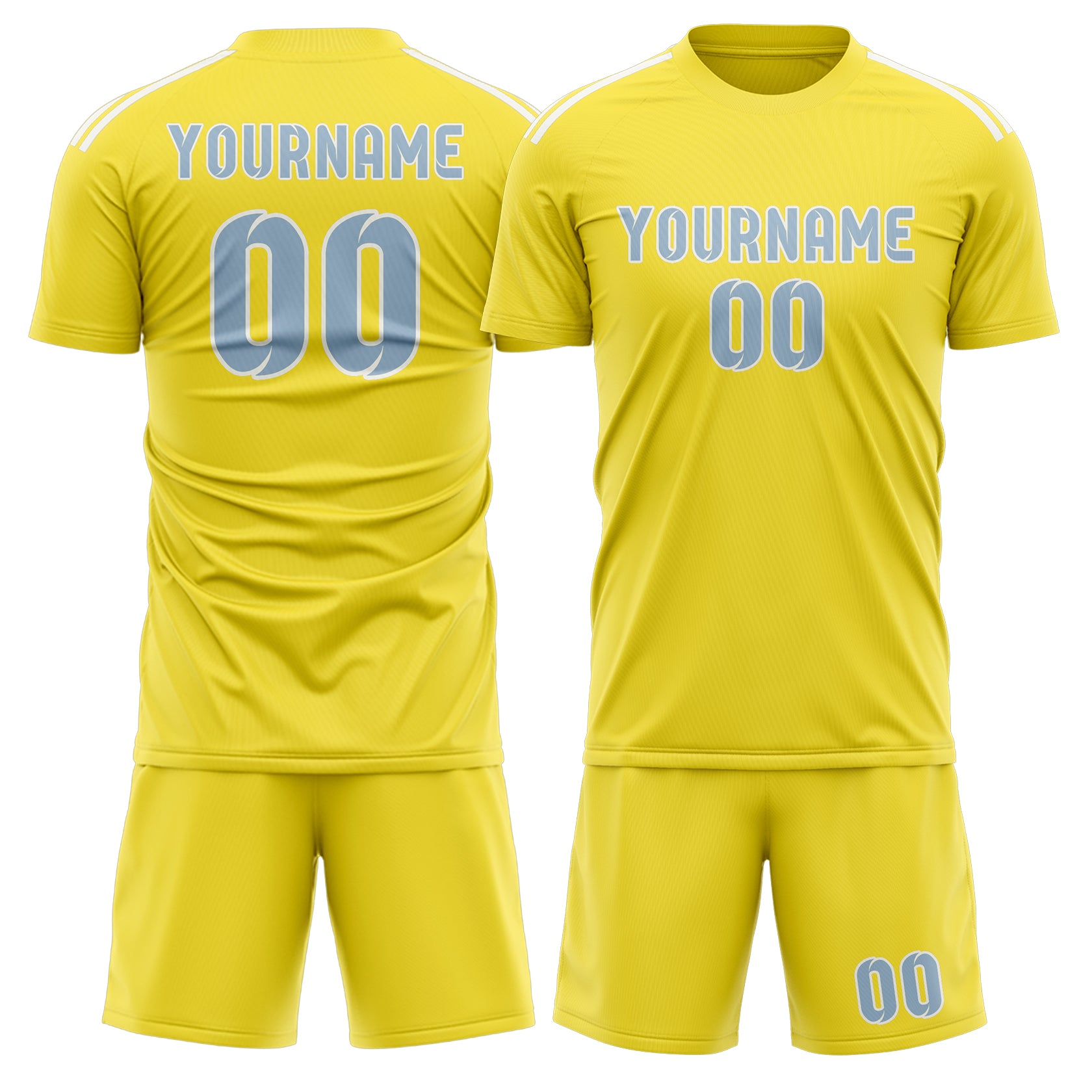 Custom Light Yellow Light Blue Soccer Set