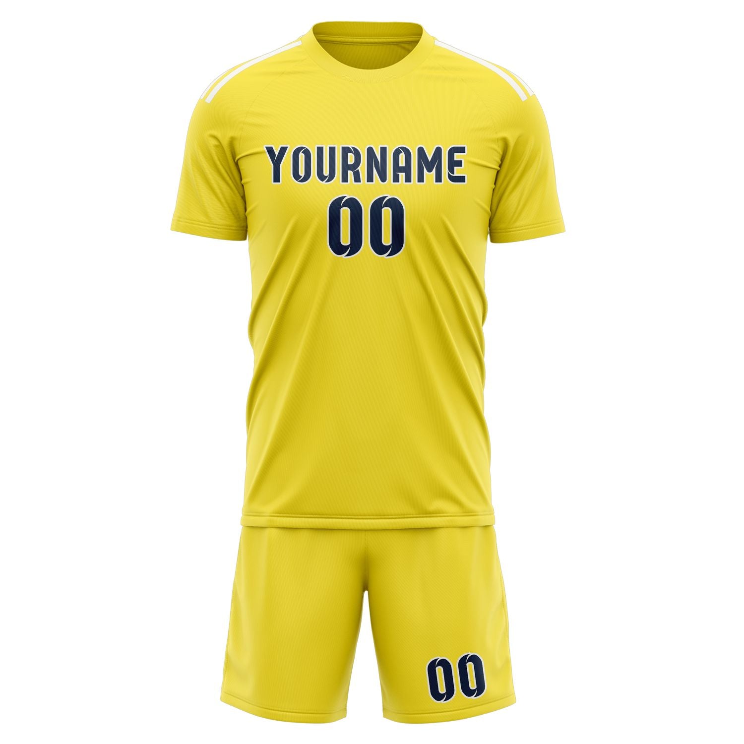 Custom Light Yellow Blue Soccer Set
