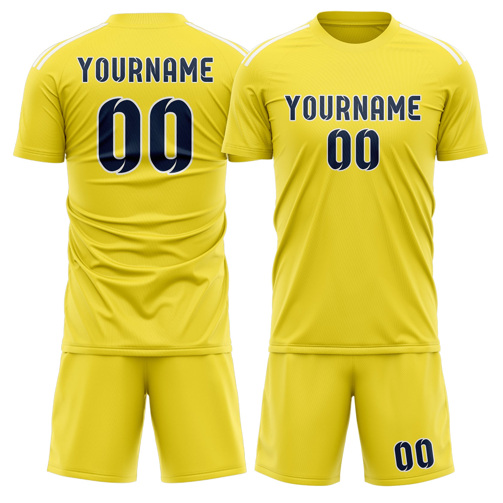 Custom Light Yellow Blue Soccer Set