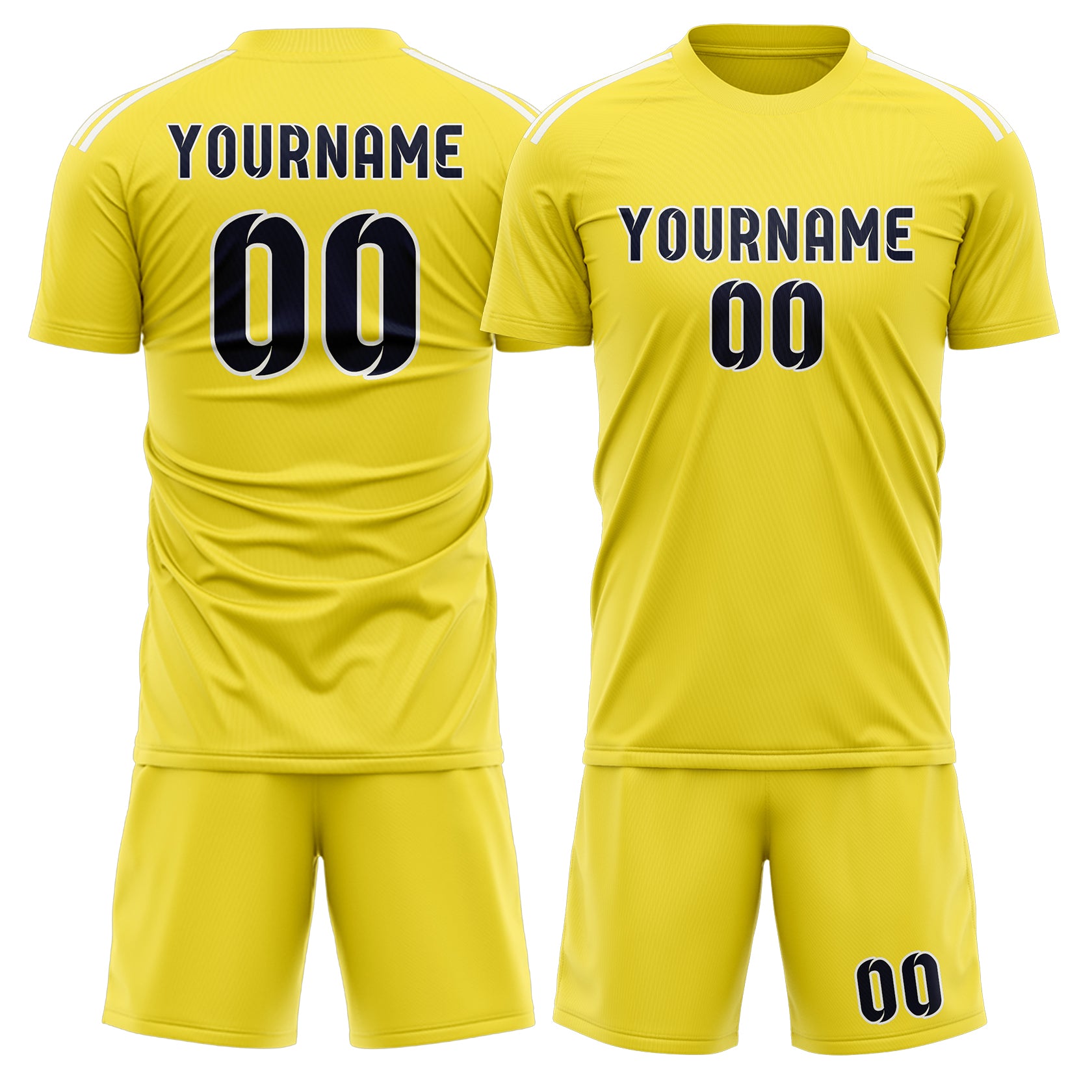 Custom Light Yellow Navy Soccer Set