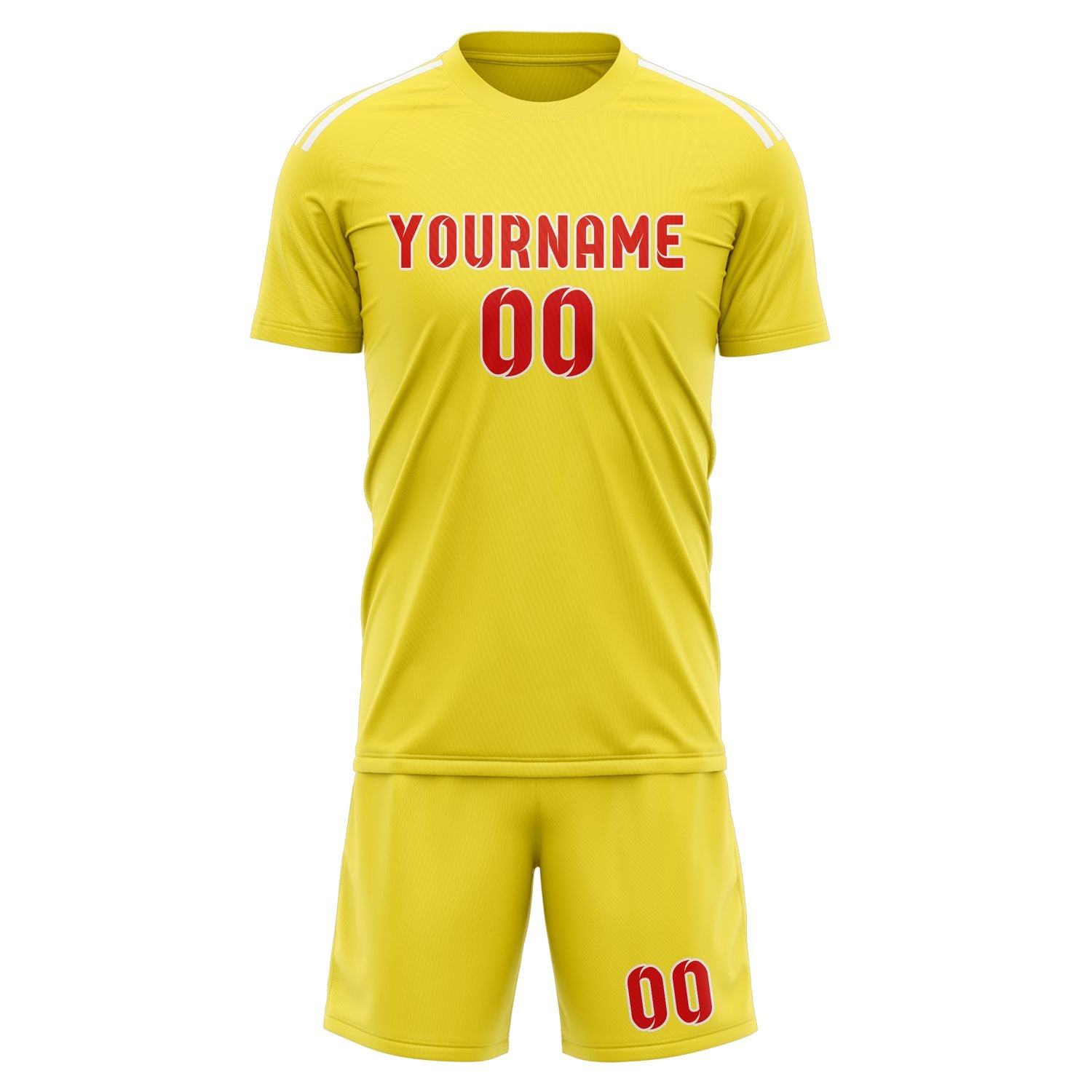 Custom Light Yellow Orange Red Soccer Set