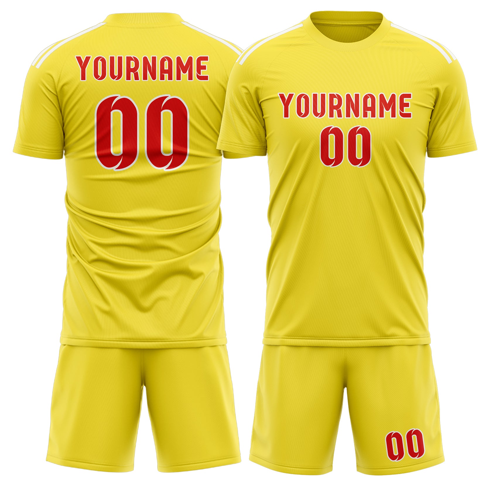 Custom Light Yellow Orange Red Soccer Set