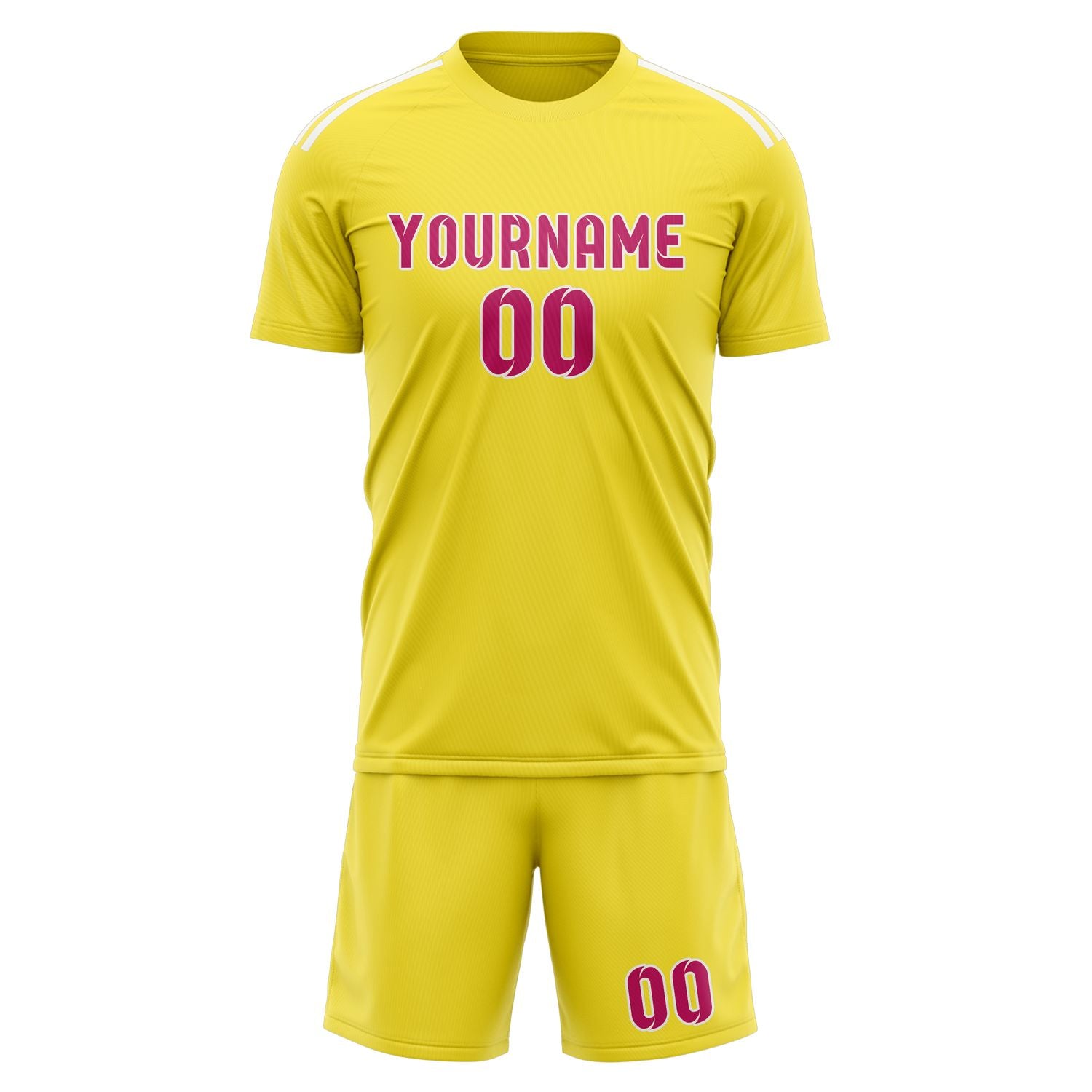 Custom Light Yellow Pink Soccer Set
