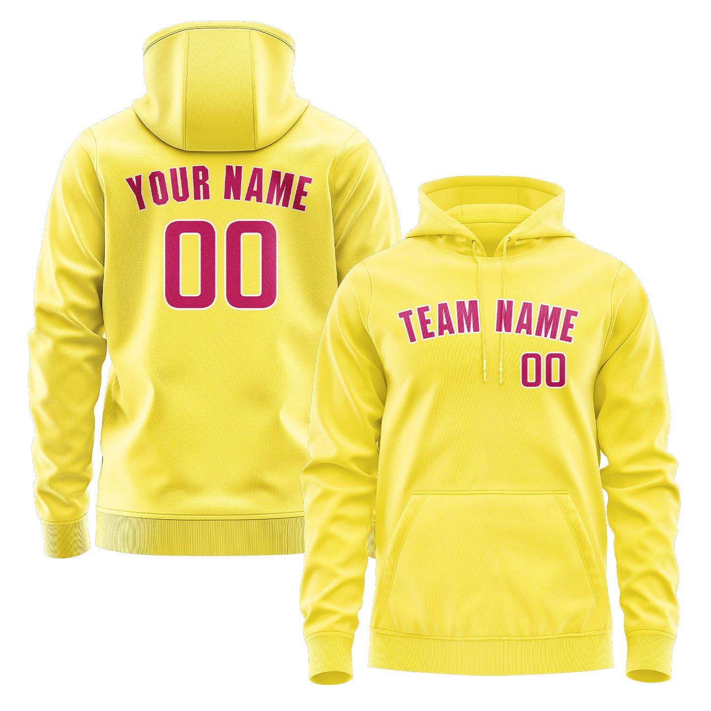 Custom Light Yellow Pink Hoodie