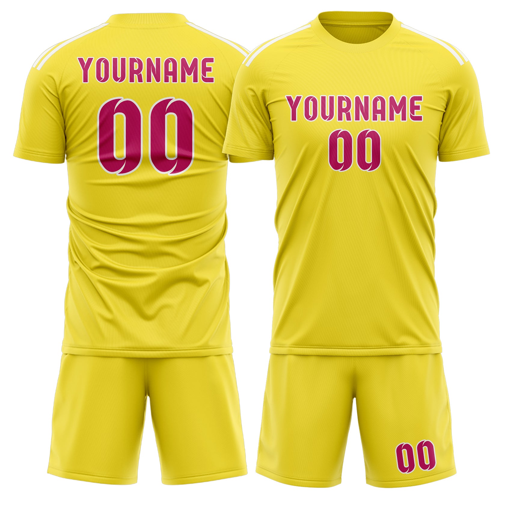 Custom Light Yellow Pink Soccer Set