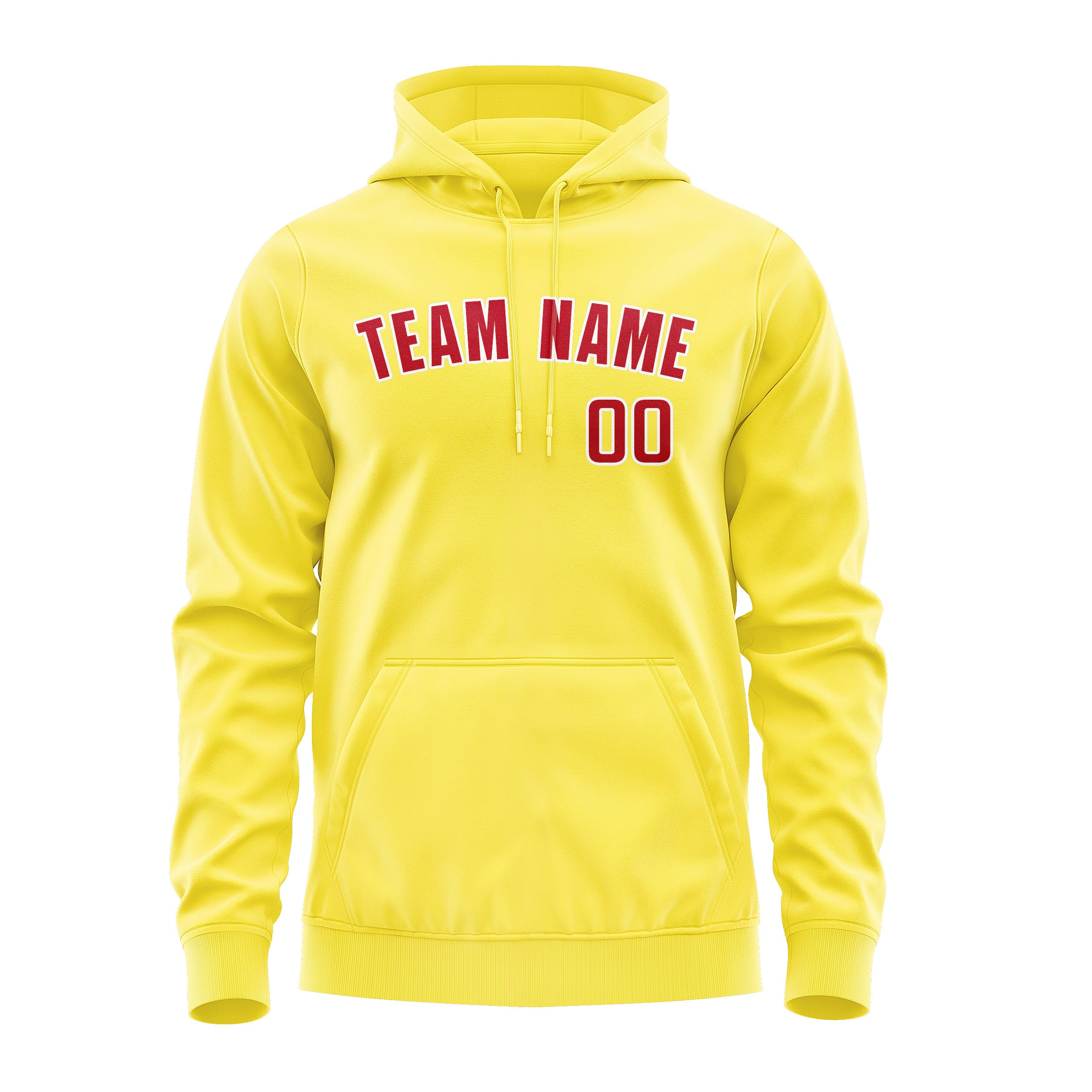 Custom Light Yellow Red Hoodie