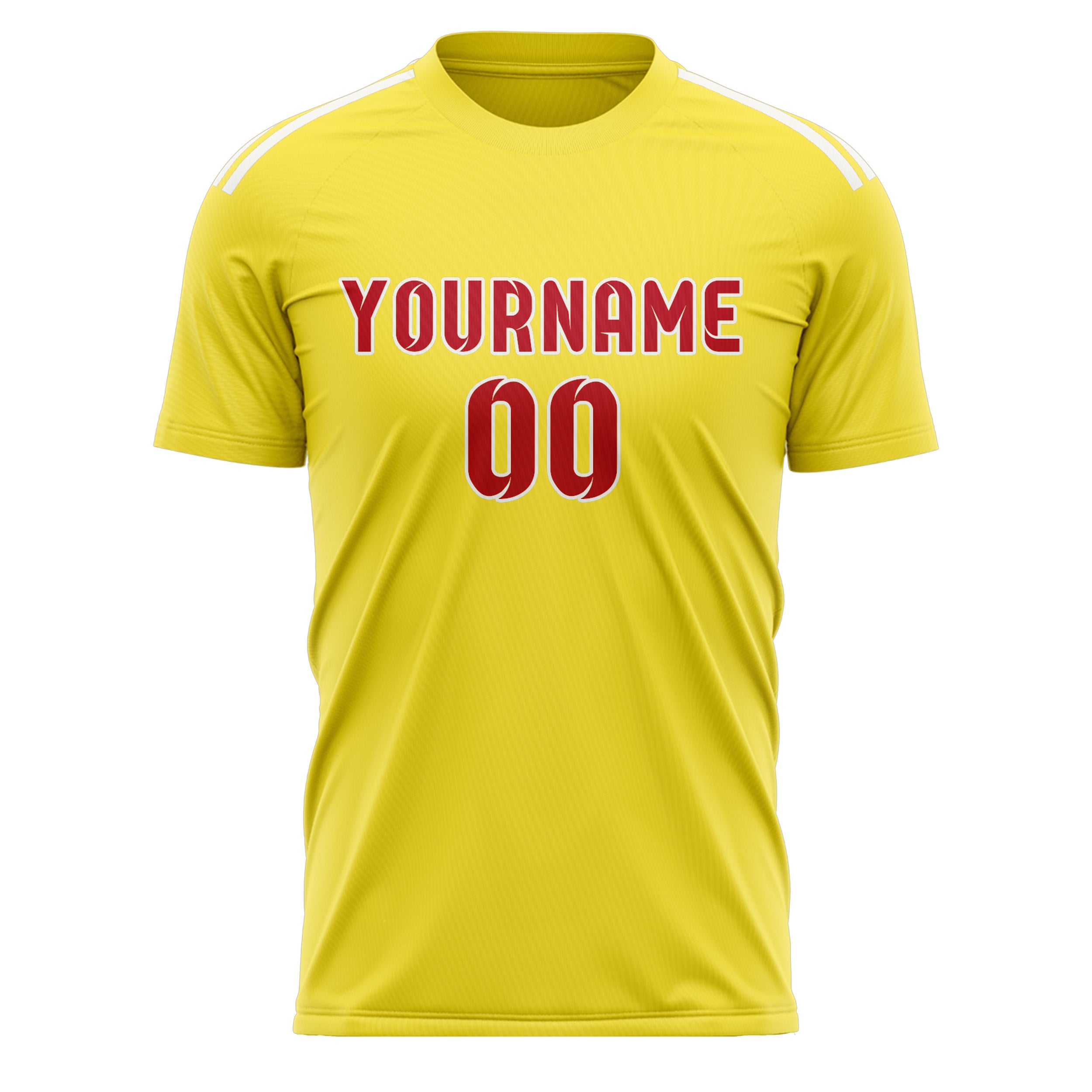 Custom Light Yellow Red Soccer Jersey