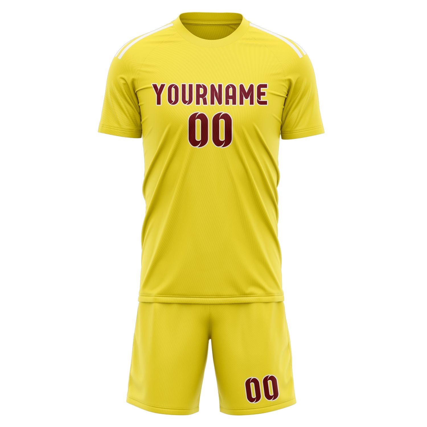Custom Light Yellow Crimson Red Soccer Set