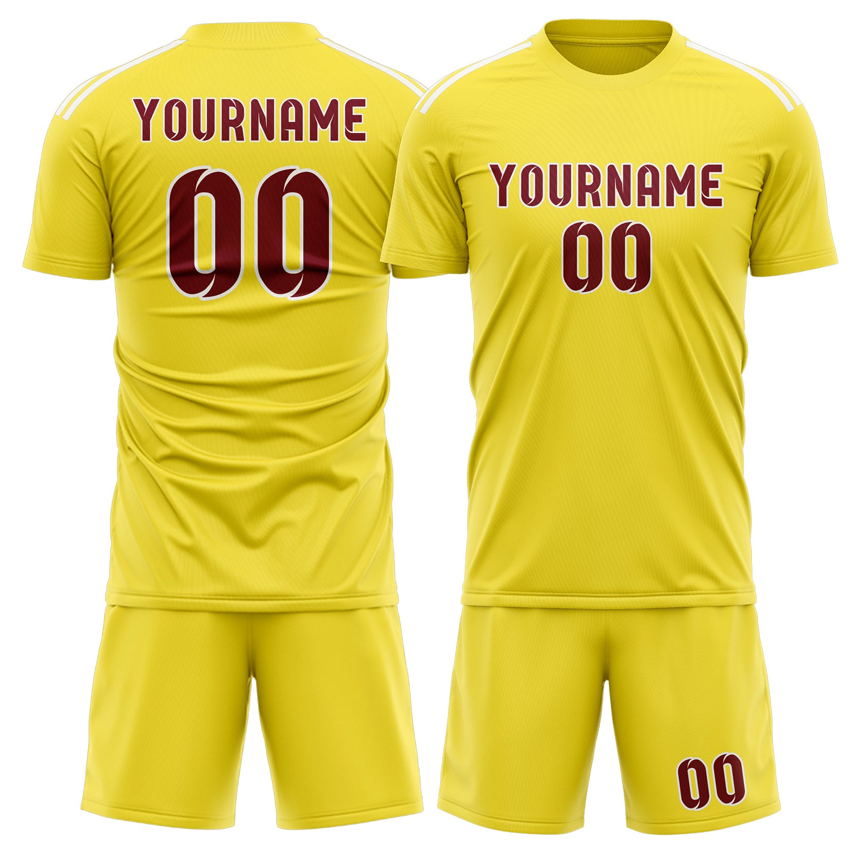 Custom Light Yellow Crimson Red Soccer Set
