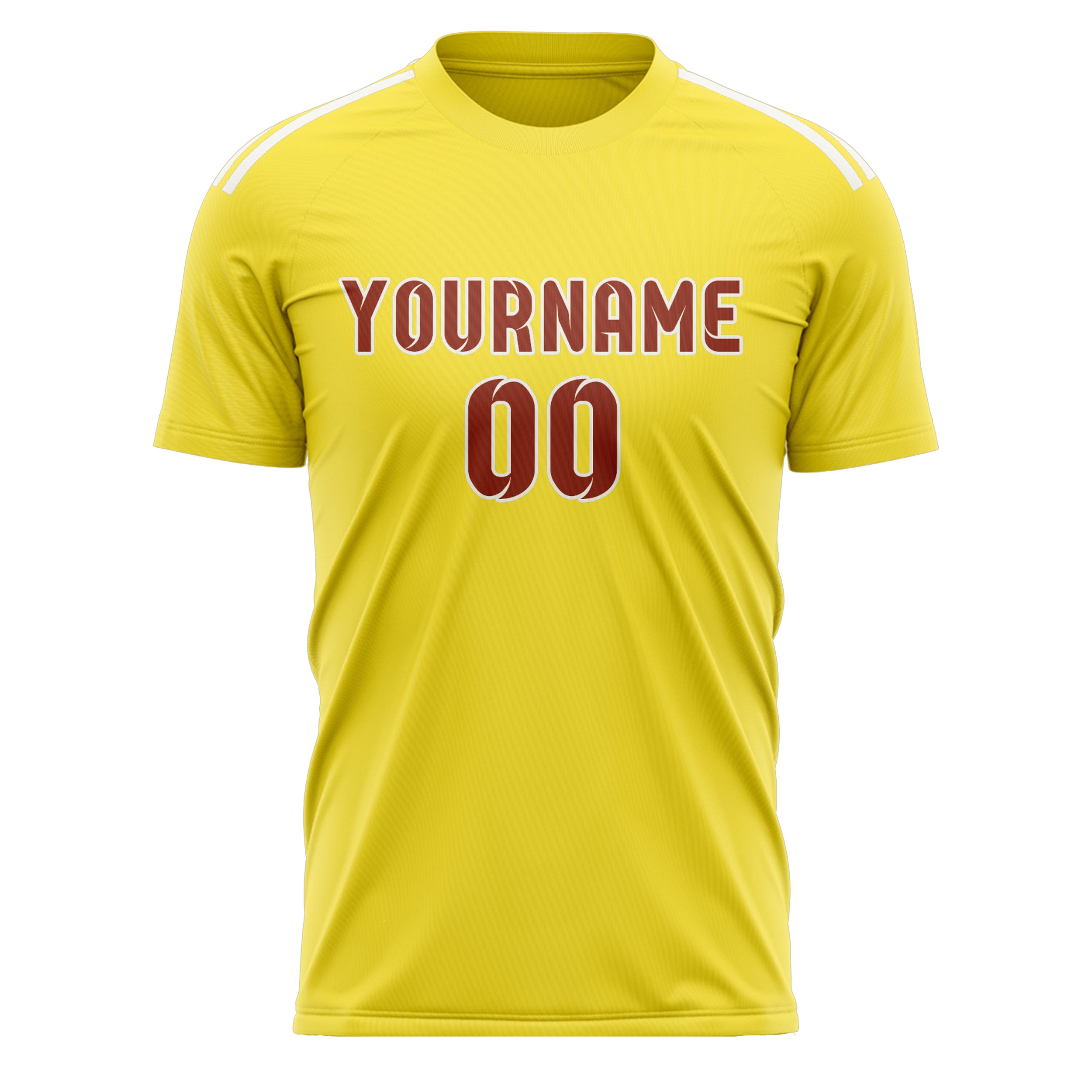 Custom Light Yellow Coral Red Soccer Jersey