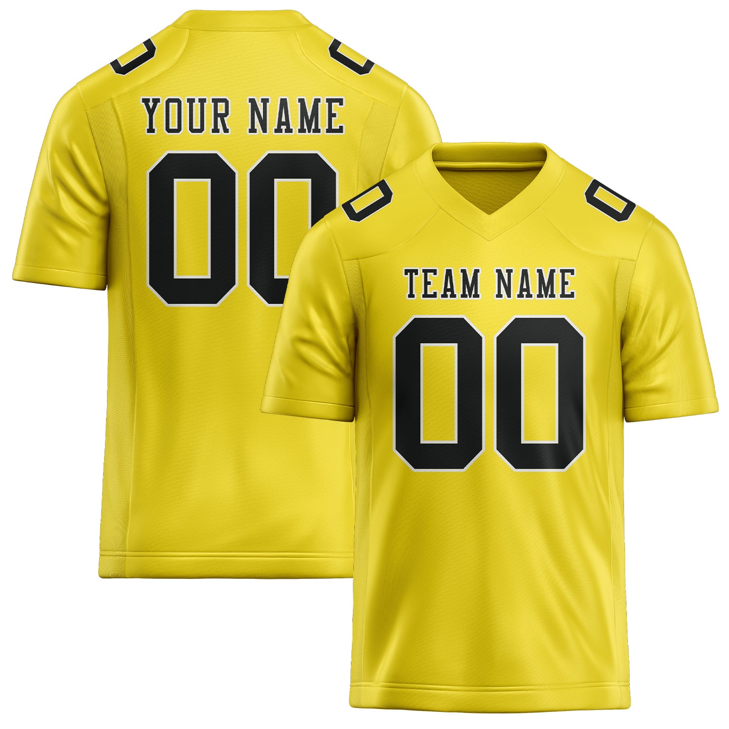 Custom Light Yellow Black Football Jersey