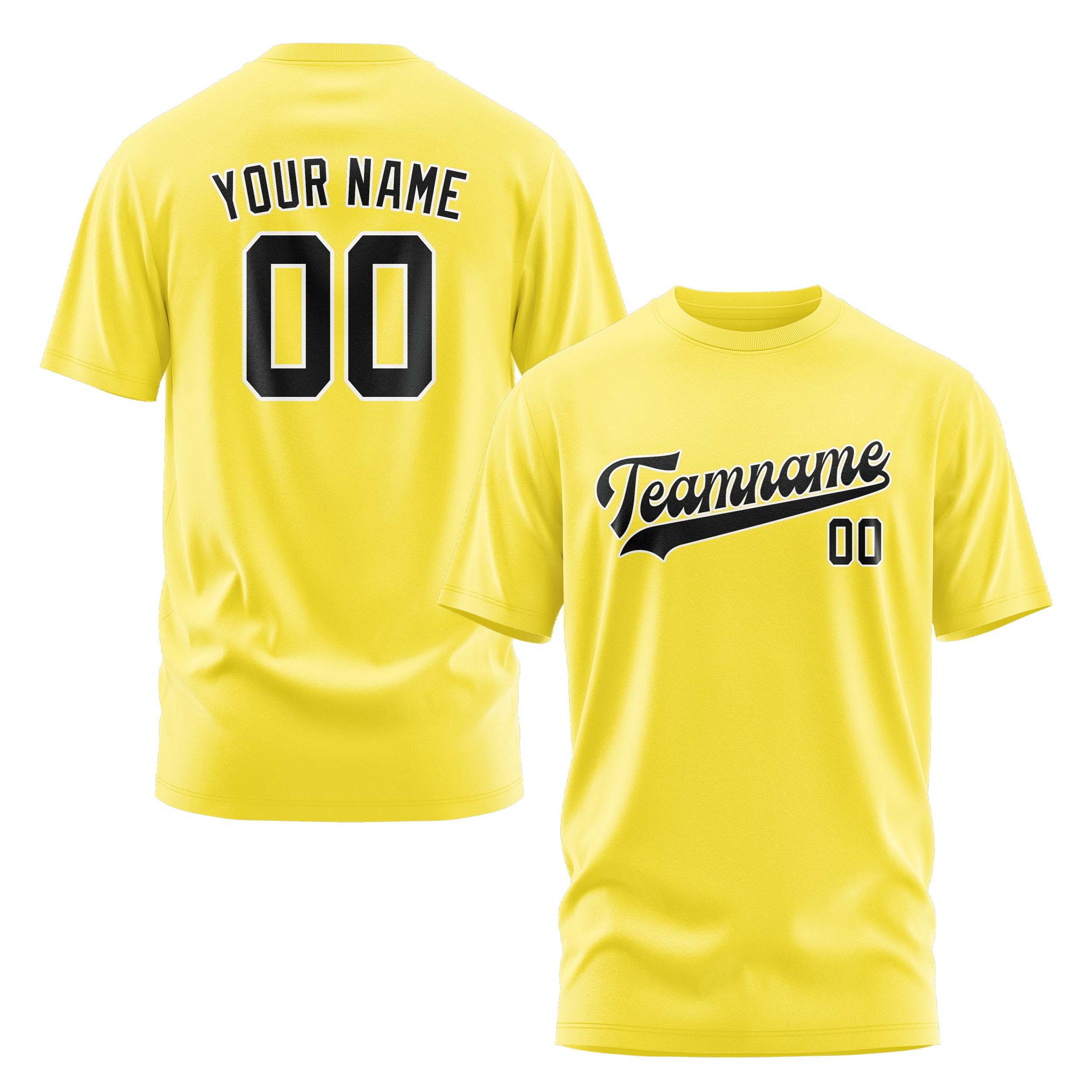 Custom Light Yellow Black T-Shirt