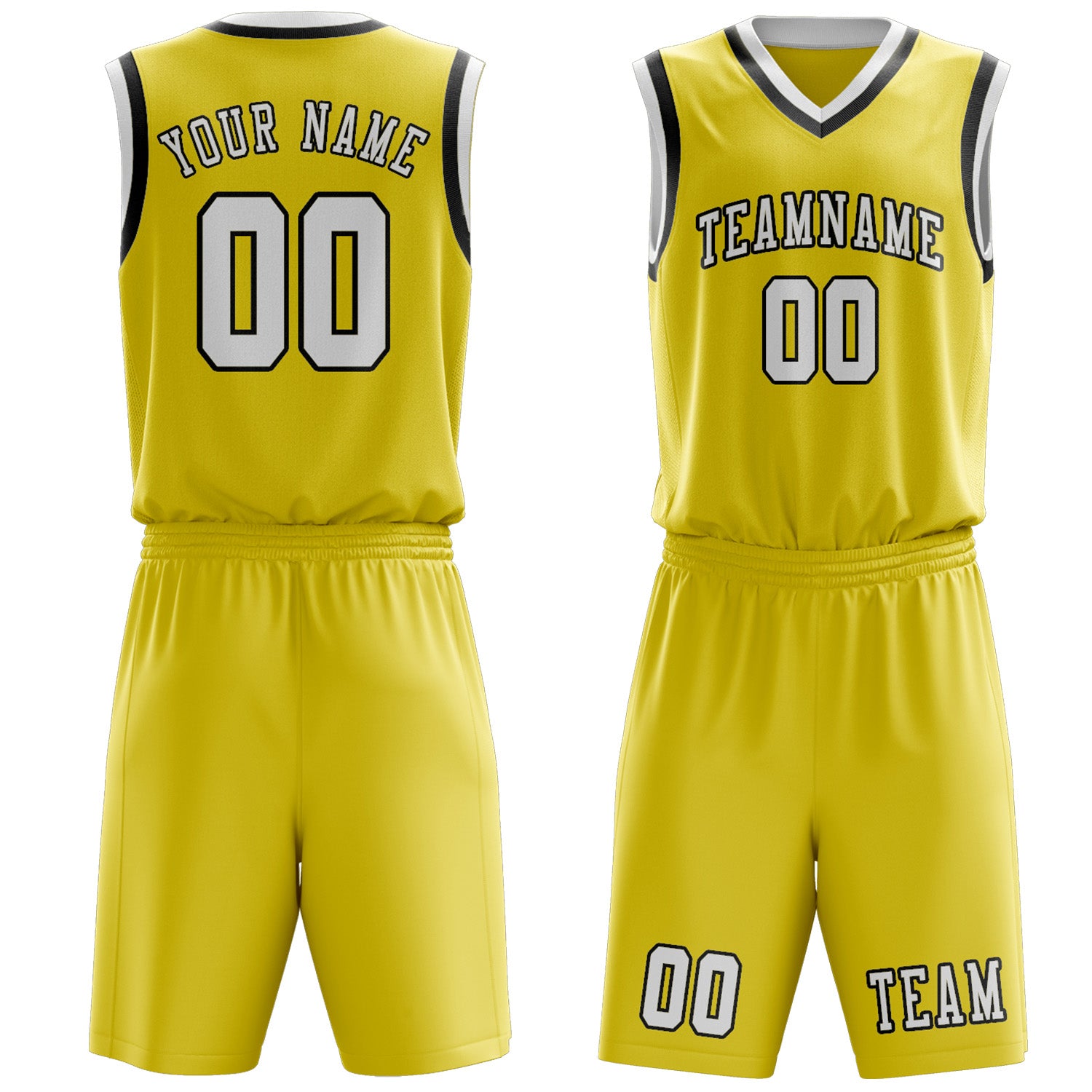 Custom Light Yellow White Basketball Set