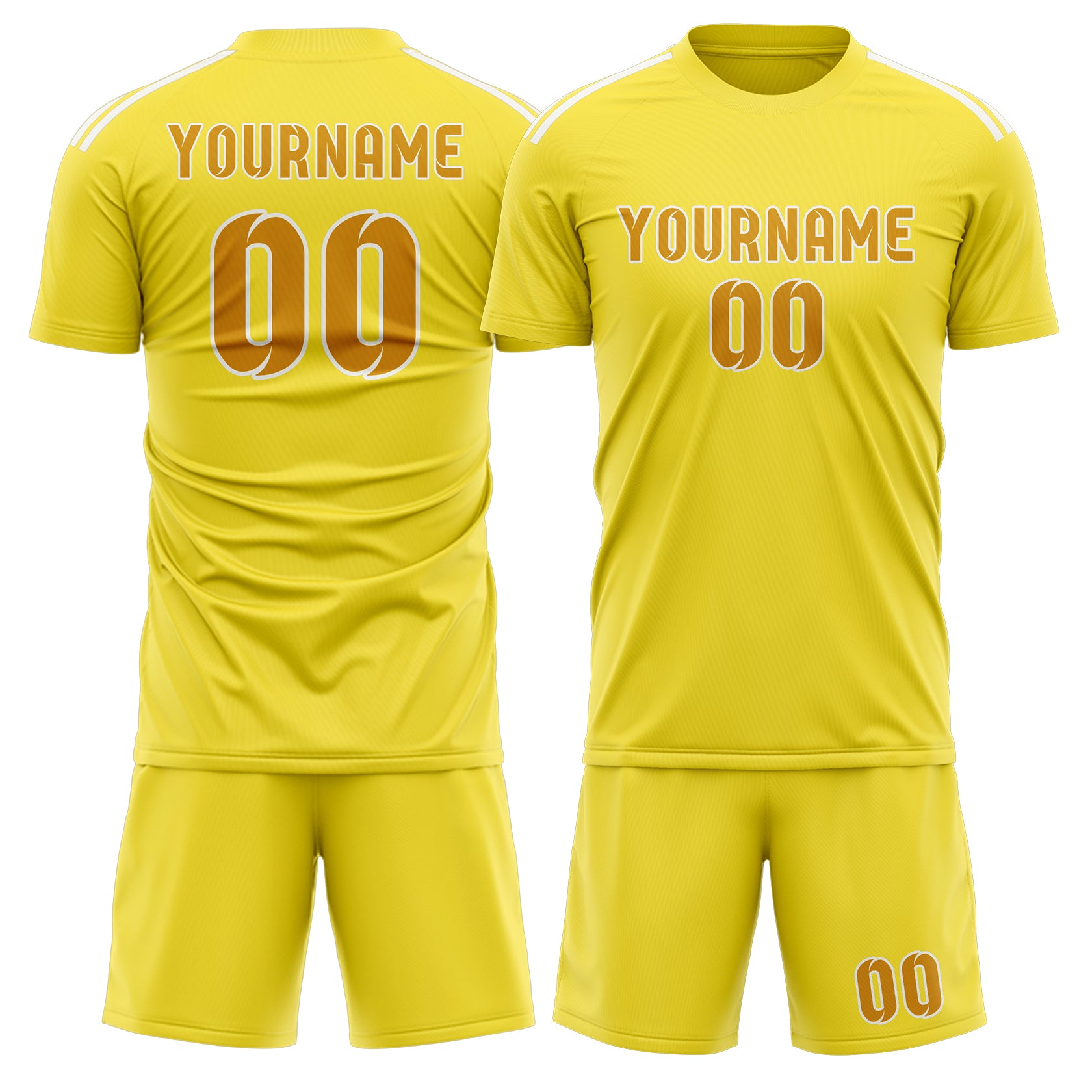 Custom Light Yellow Yellow Soccer Set