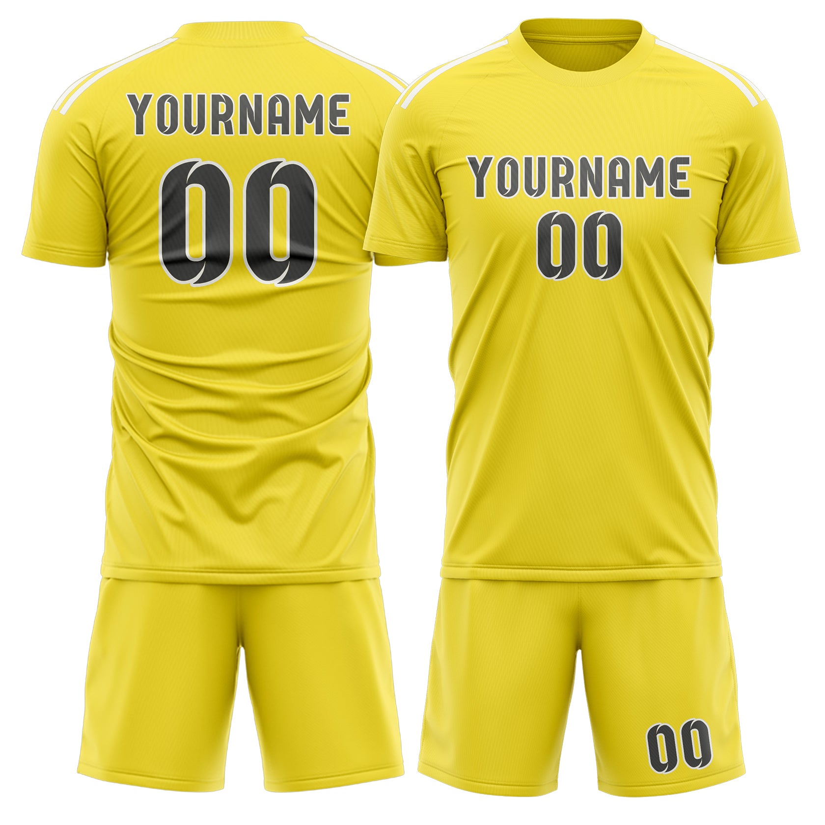 Custom Light Yellow Dark Grey Soccer Set
