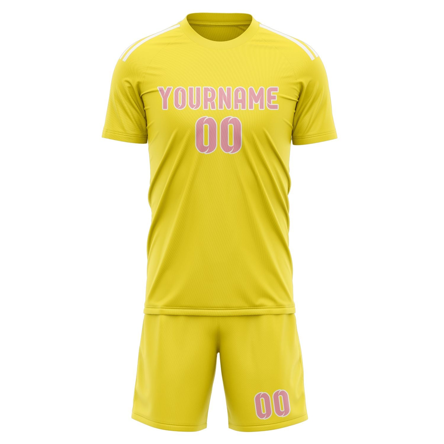 Custom Light Yellow Light Pink Soccer Set