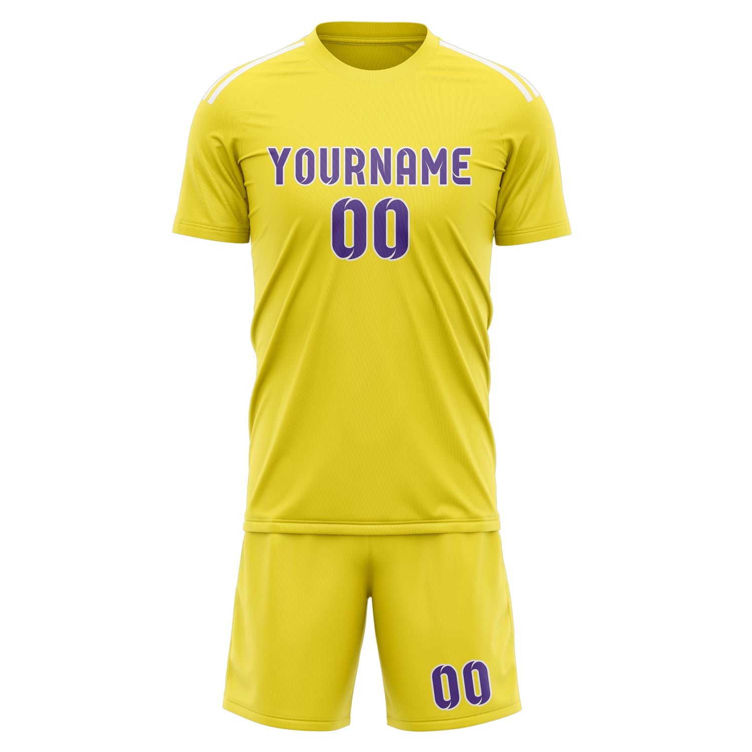 Custom Light Yellow Light Purple Soccer Set