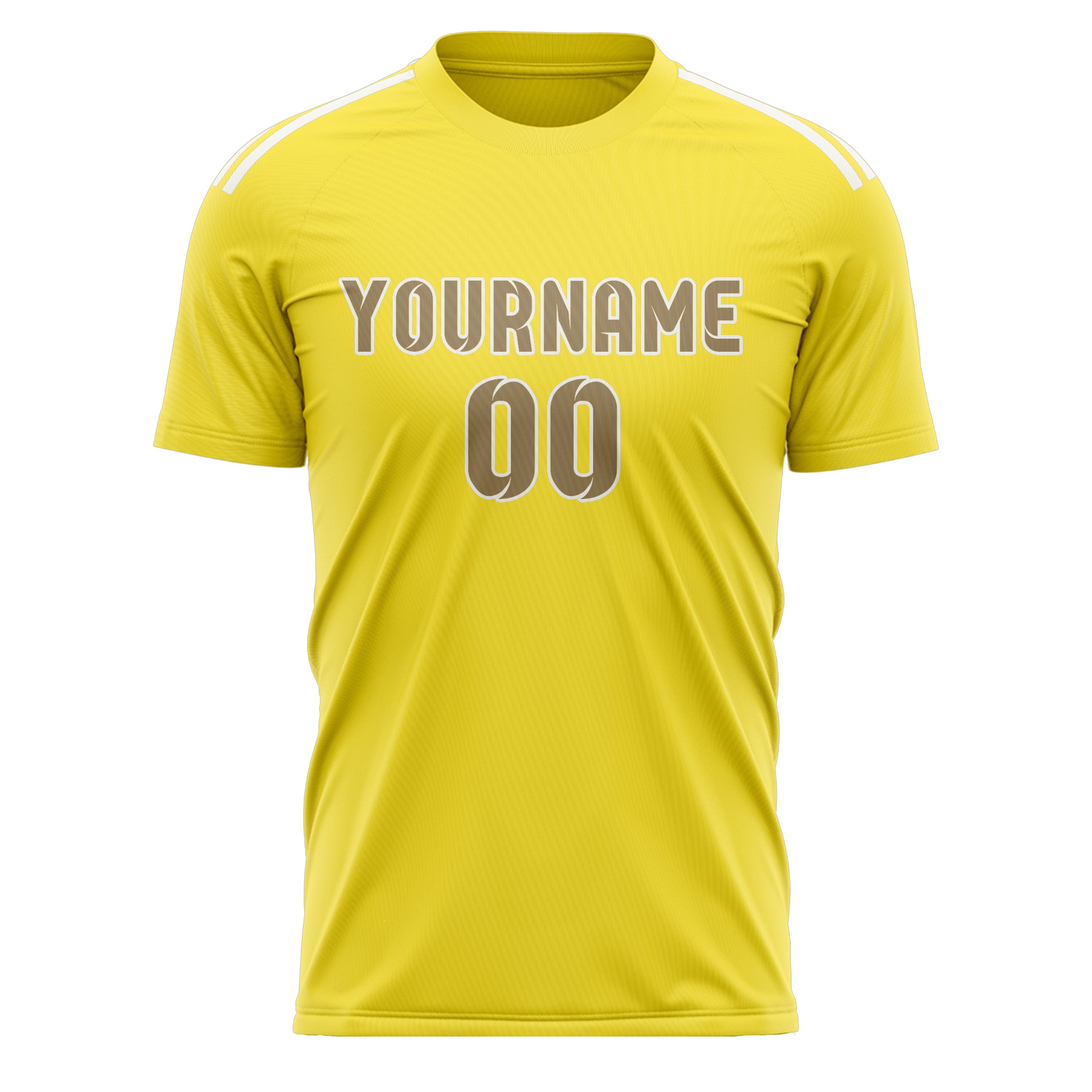 Custom Light Yellow Light Khaki Soccer Jersey