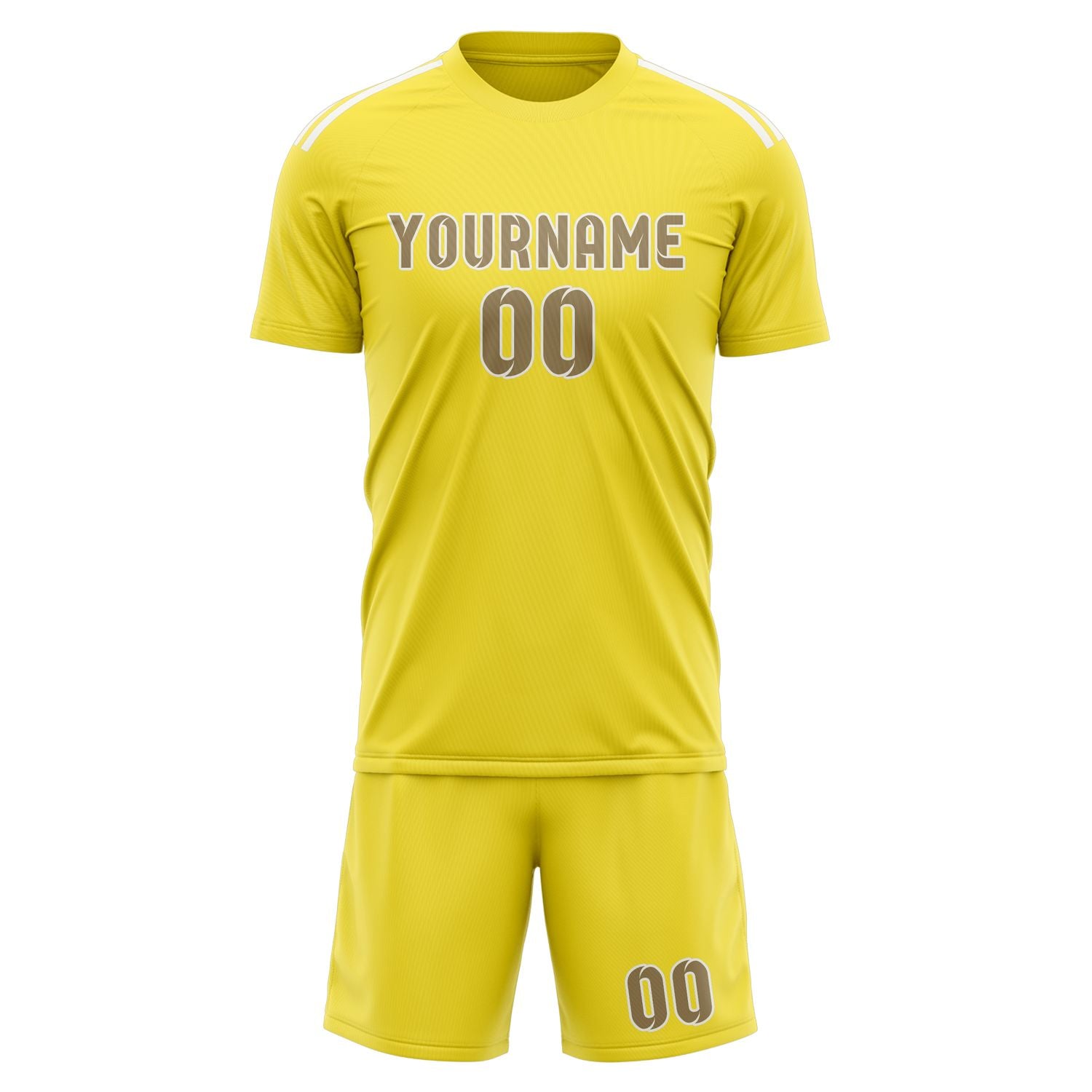 Custom Light Yellow Light Khaki Soccer Set
