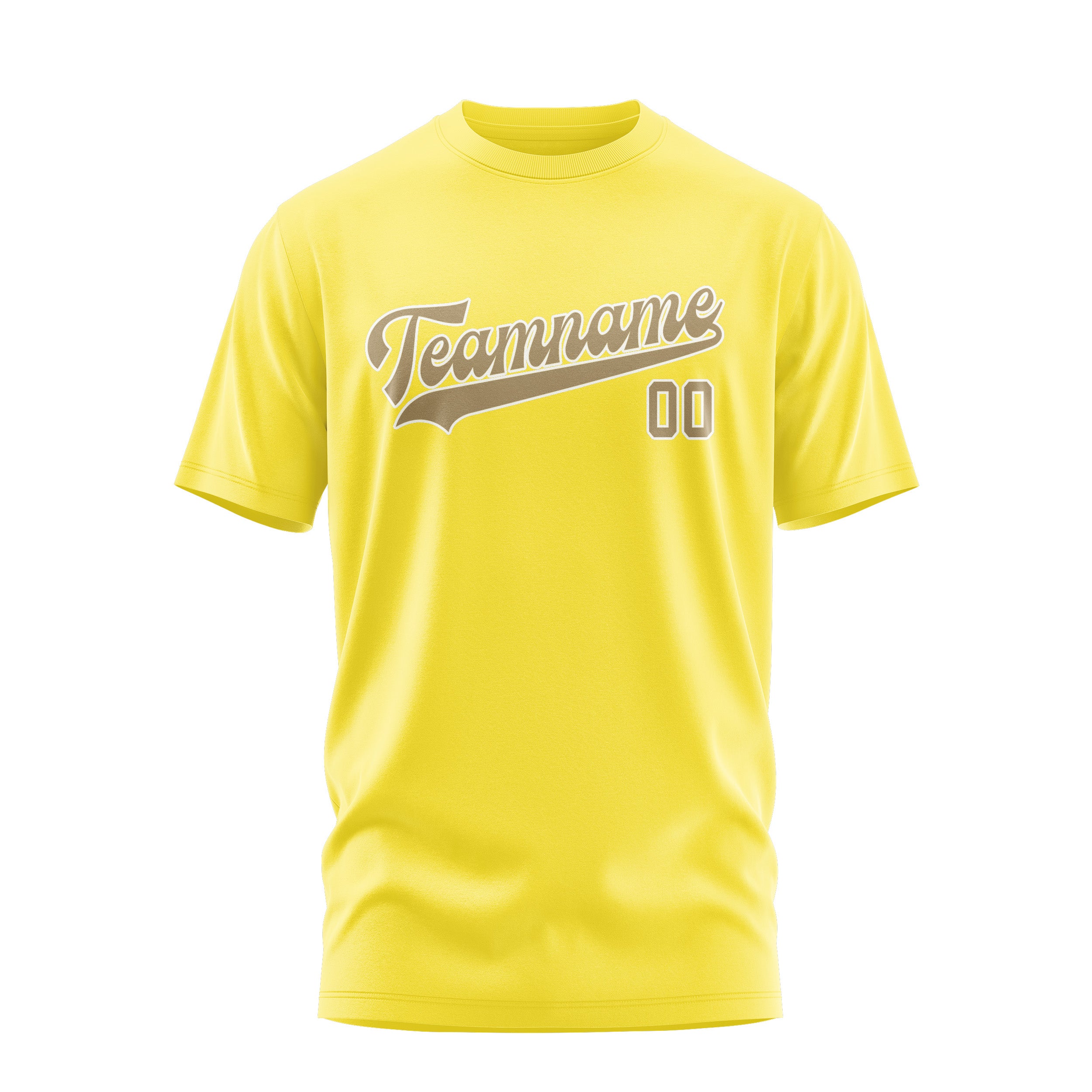 Custom Light Yellow Light Khaki T-Shirt
