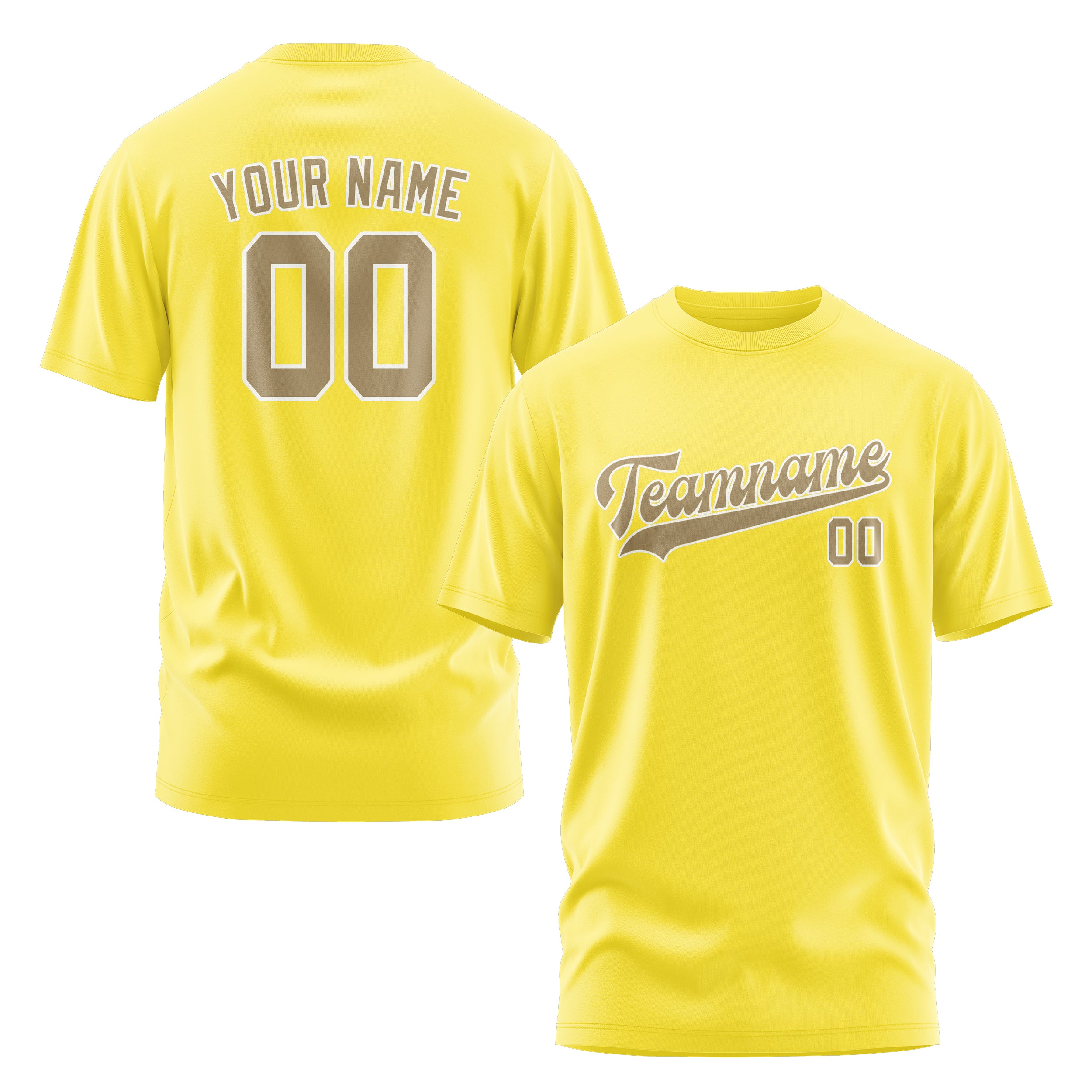 Custom Light Yellow Light Khaki T-Shirt
