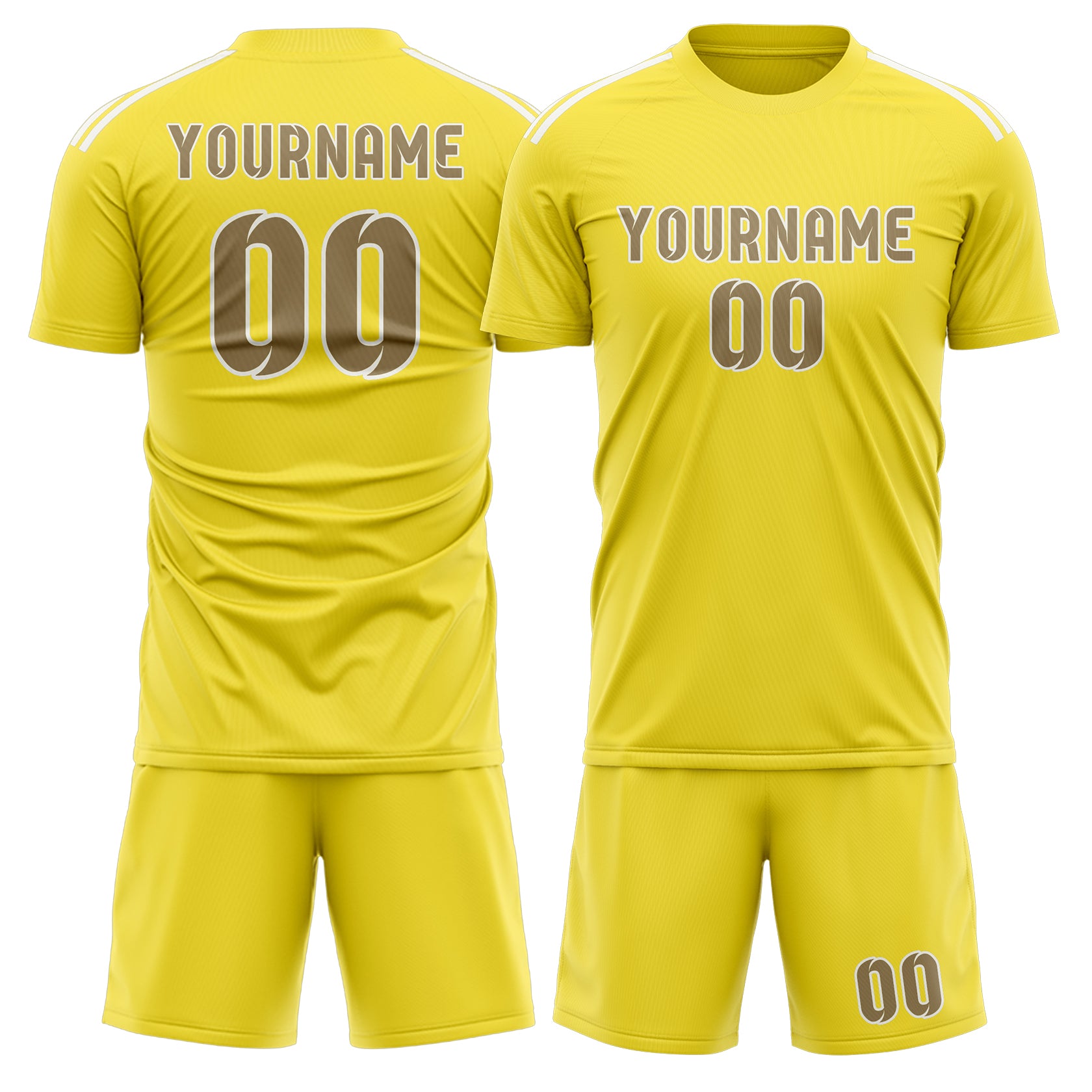 Custom Light Yellow Light Khaki Soccer Set