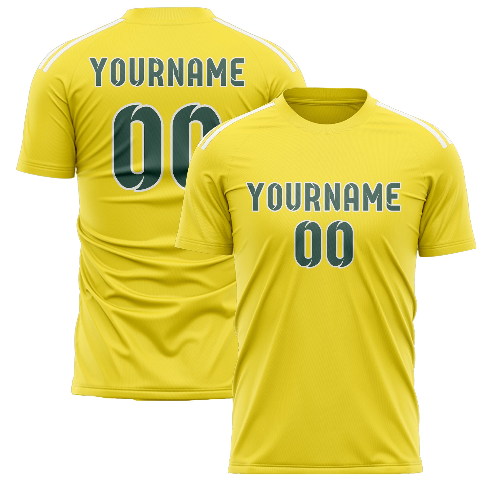 Custom Light Yellow Blue Green Soccer Jersey
