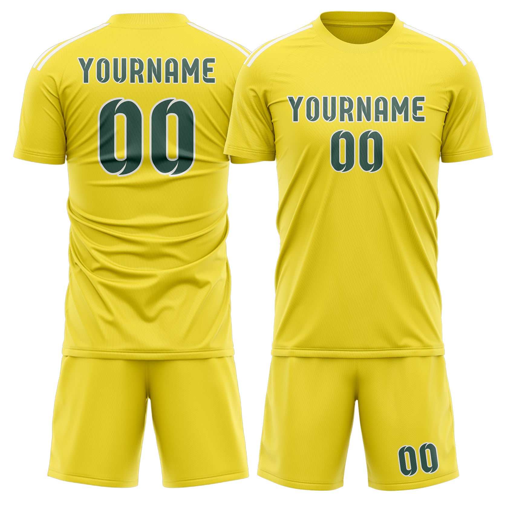 Custom Light Yellow Blue Green Soccer Set