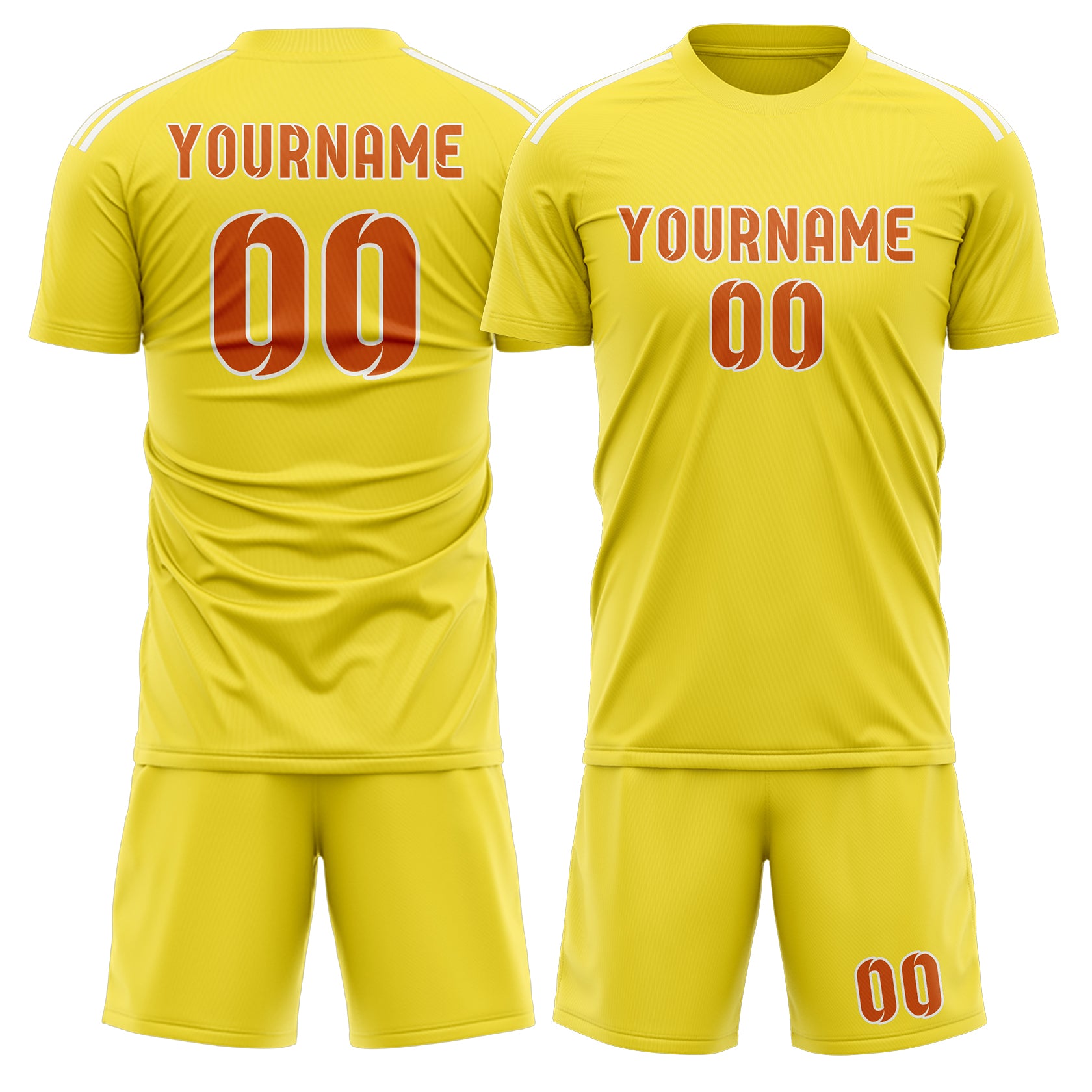 Custom Light Yellow Orange Soccer Set