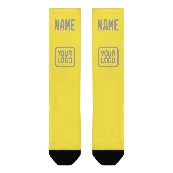 Custom Light Yellow Gray Knee-High Sock