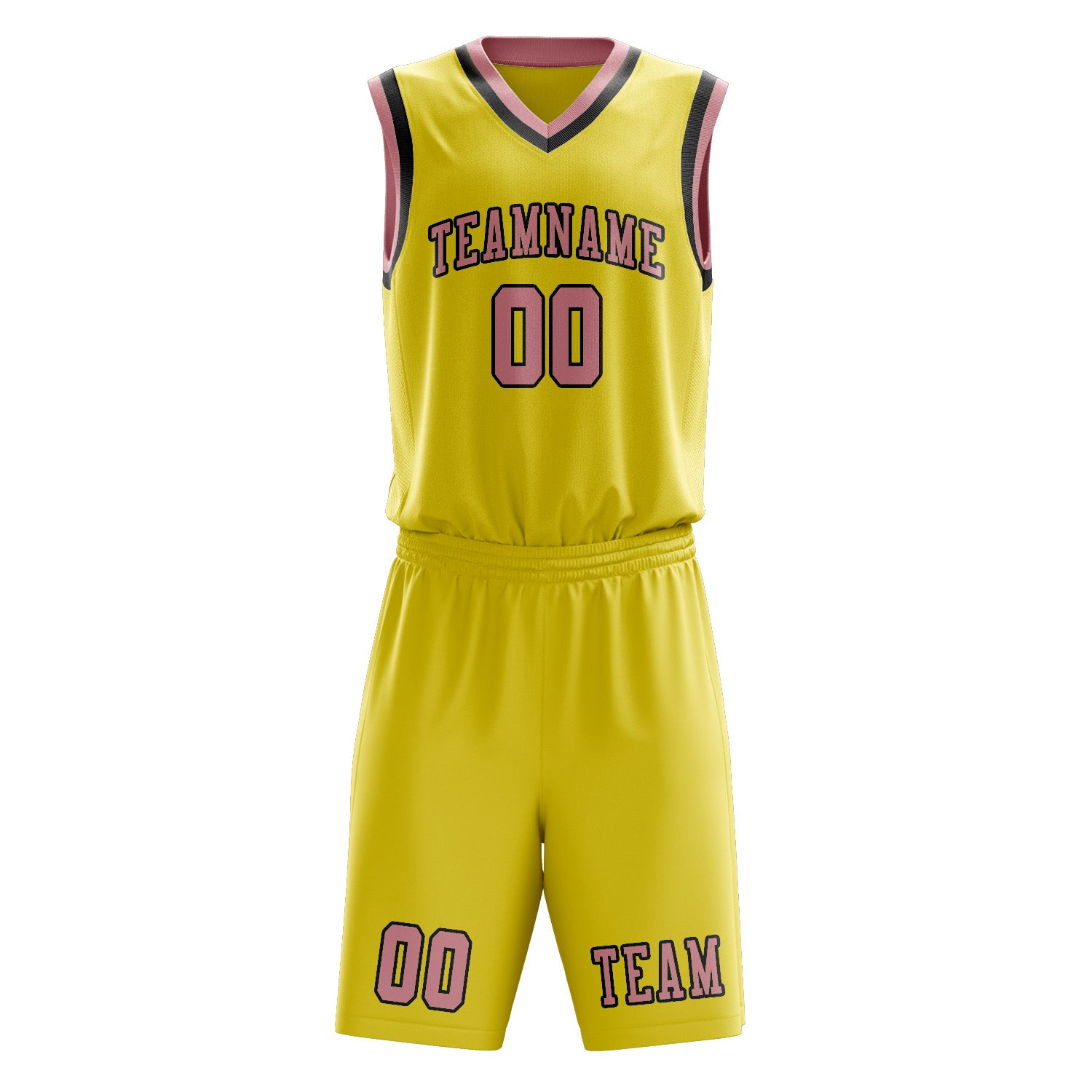 Custom Light Yellow Light Pink Basketball Set