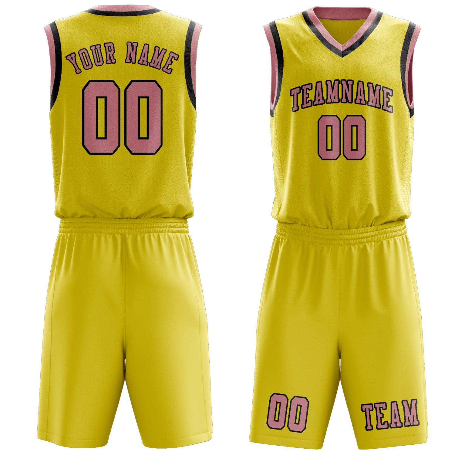 Custom Light Yellow Light Pink Basketball Set