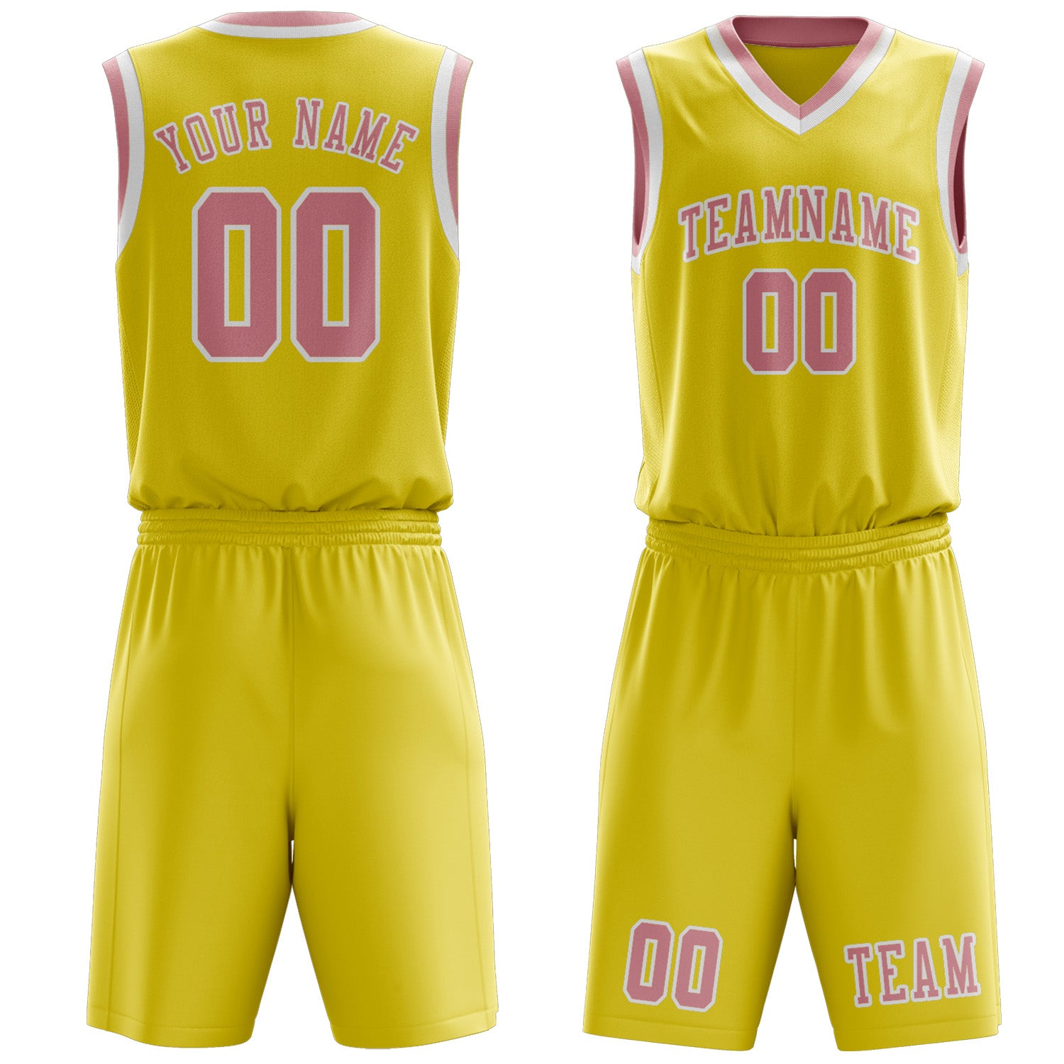 Custom Light Yellow Light Pink Basketball Set