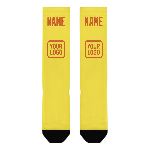Custom Light Yellow Orange Knee-High Sock