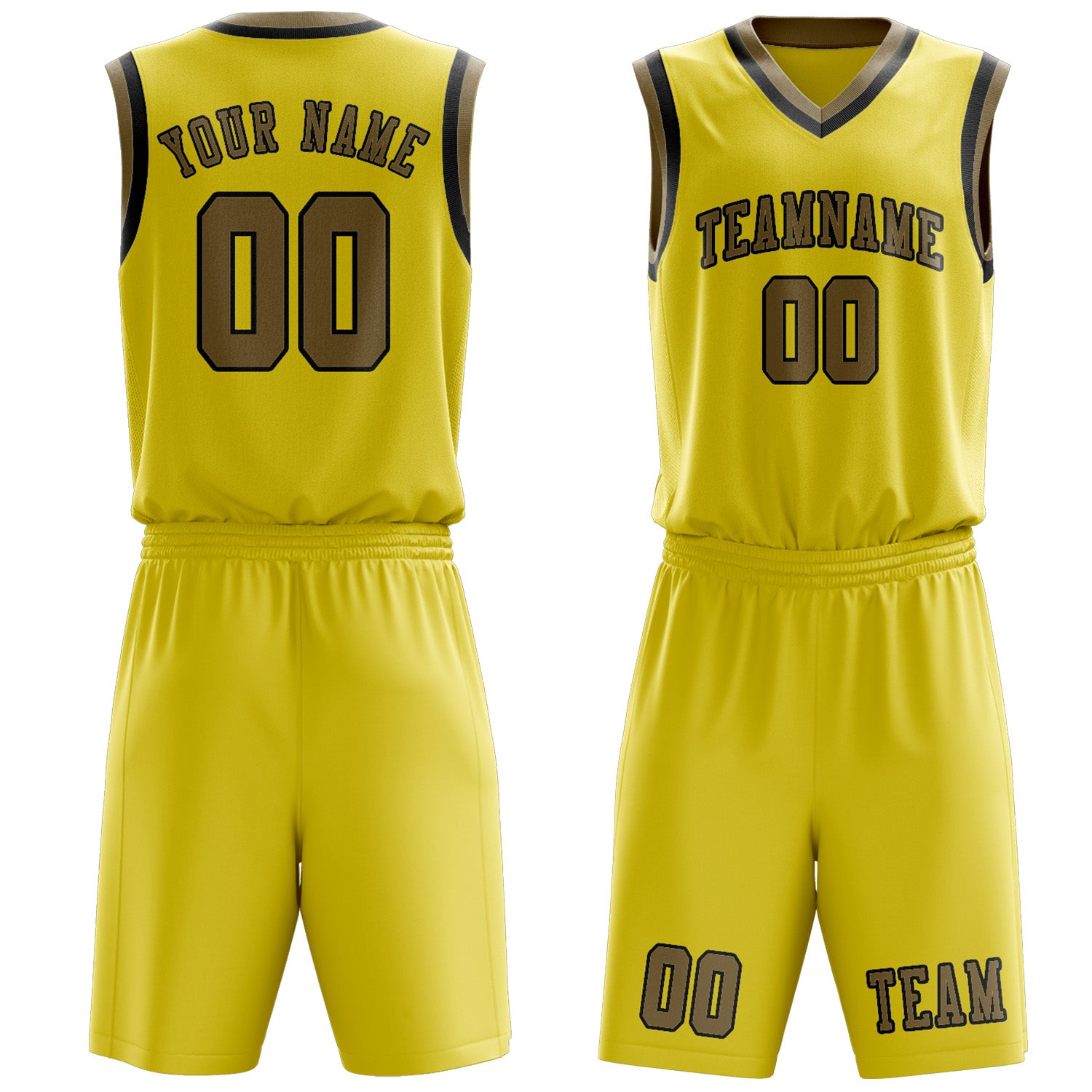 Custom Light Yellow Light Khaki Basketball Set