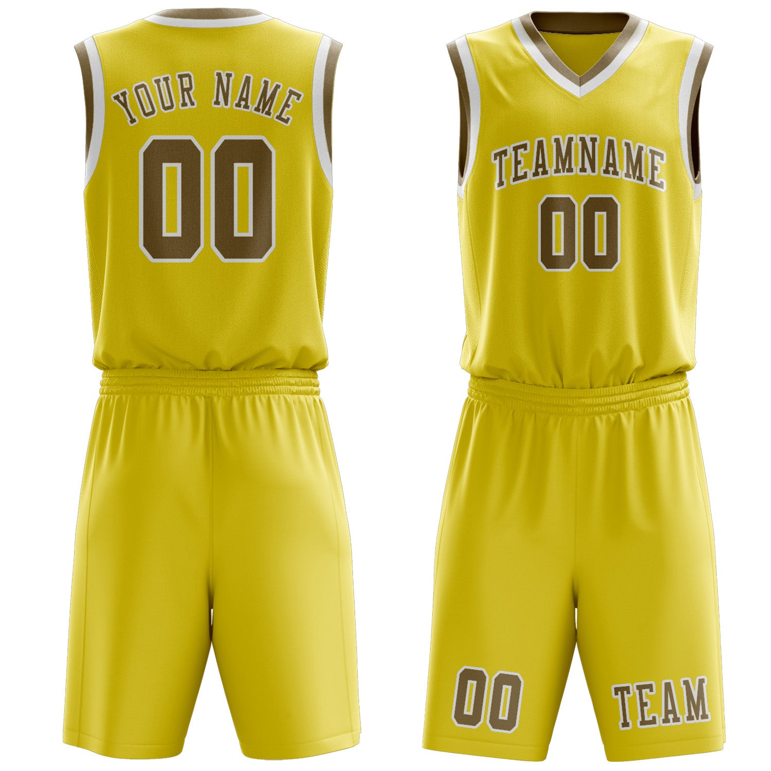 Custom Light Yellow Light Khaki Basketball Set