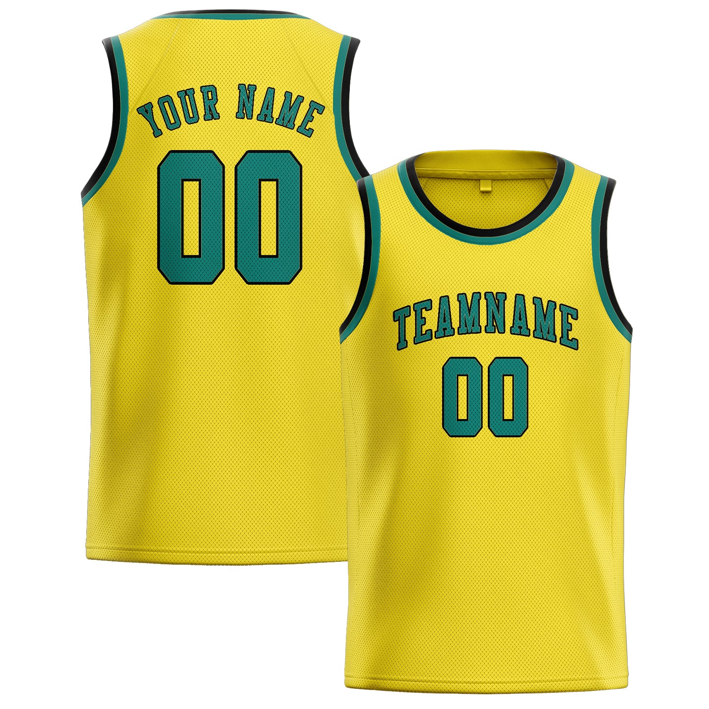 Custom Light Yellow Blue Green Basketball Jersey