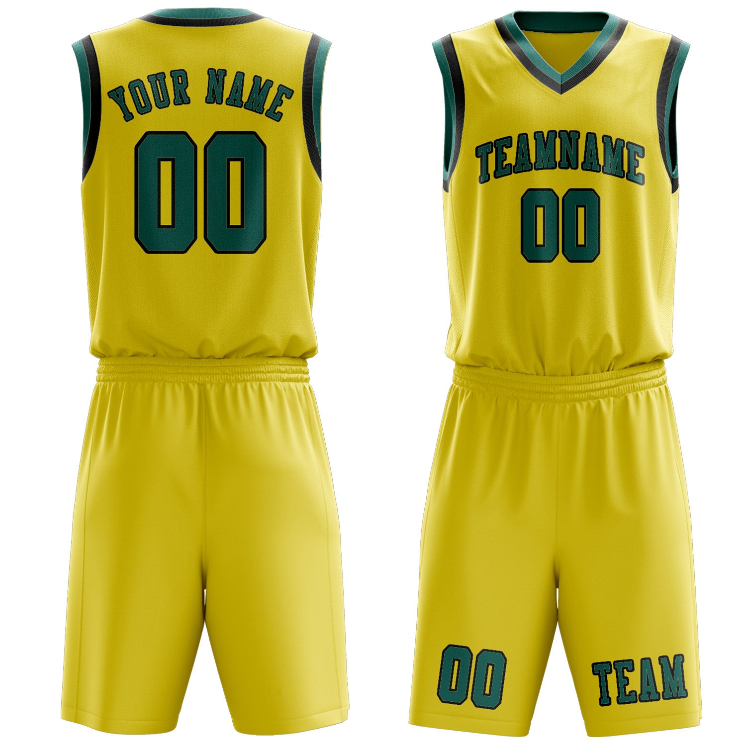 Custom Light Yellow Blue Green Basketball Set