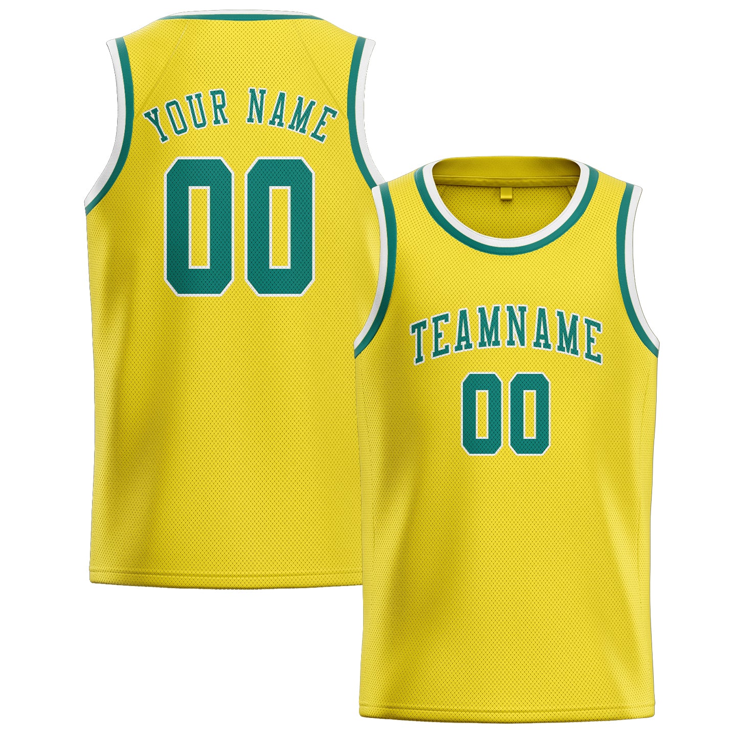 Custom Light Yellow Blue Green Basketball Jersey