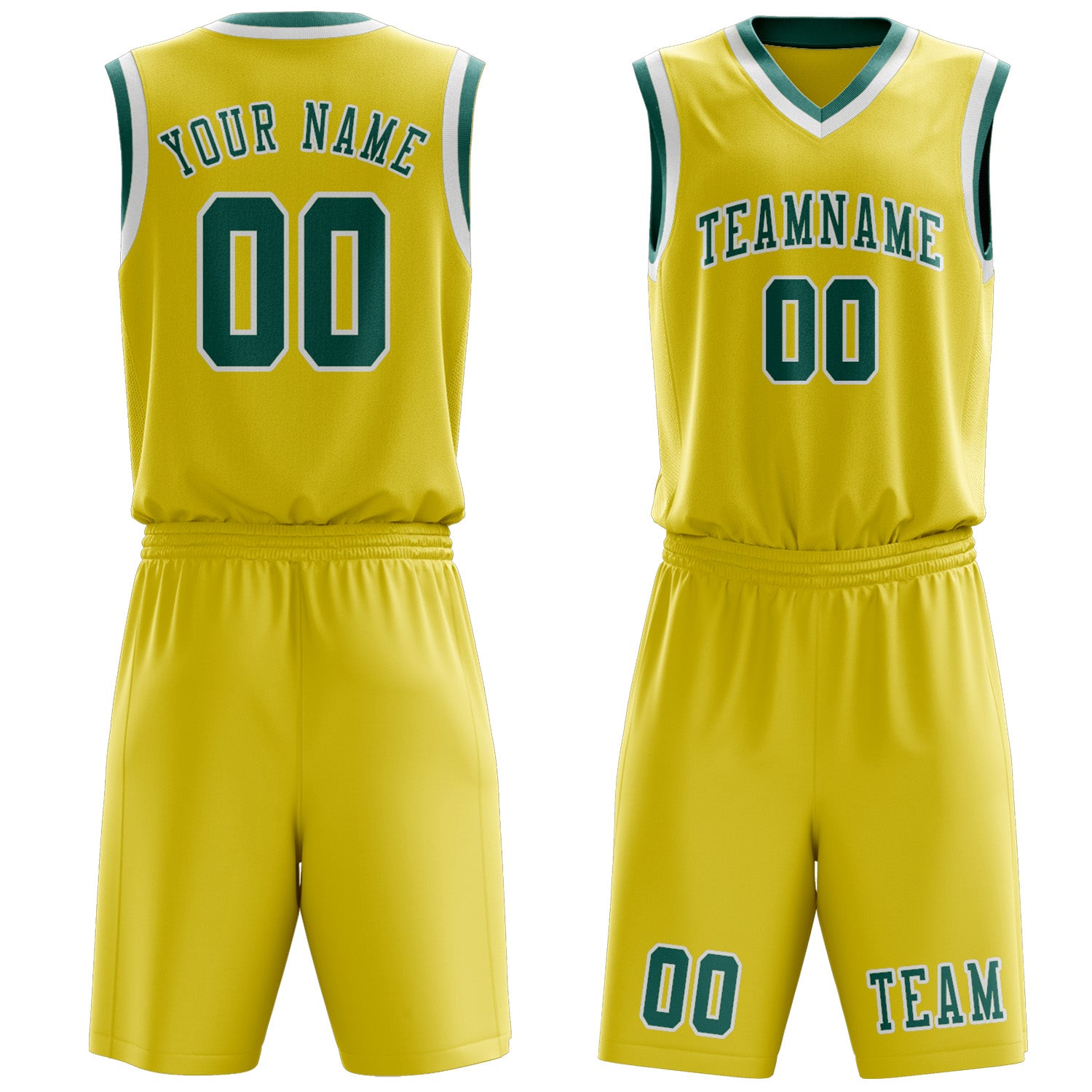 Custom Light Yellow Blue Green Basketball Set