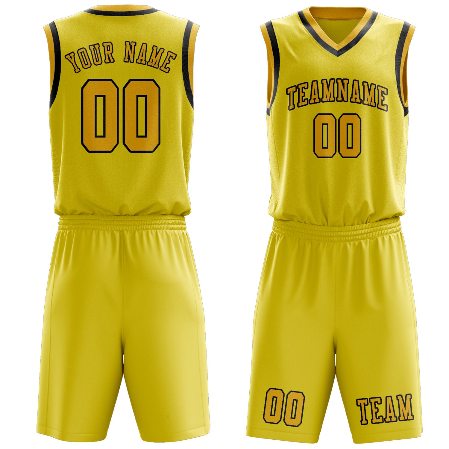 Custom Light Yellow Gold Basketball Set