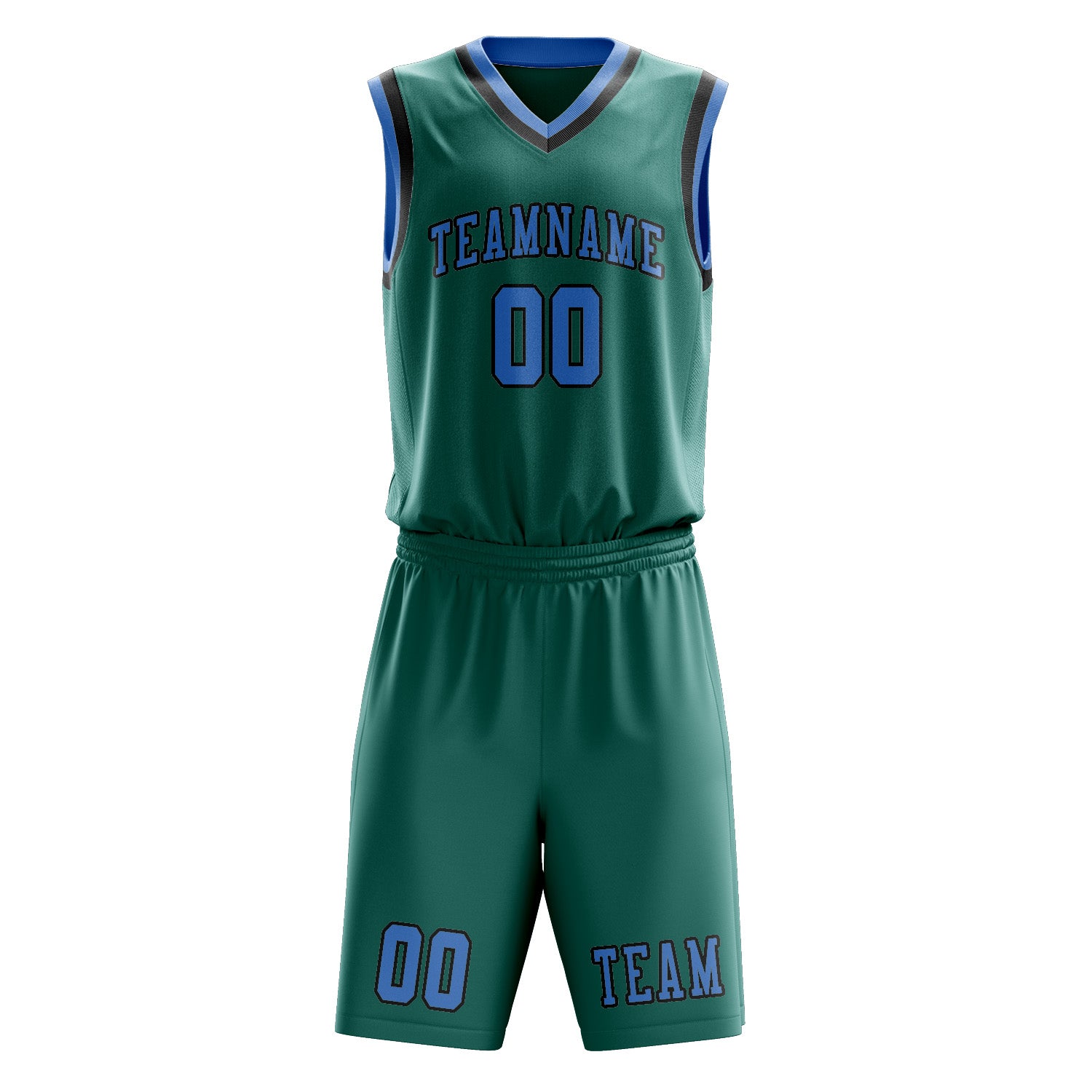 Custom Blue Green Light Blue Basketball Set