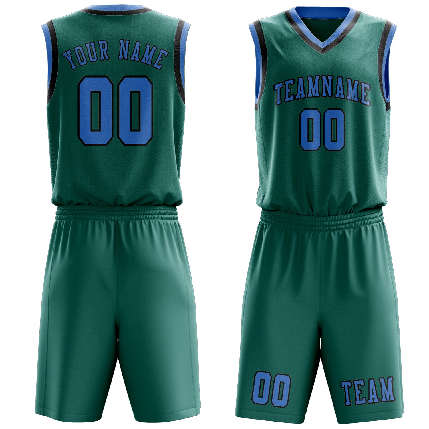 Custom Blue Green Light Blue Basketball Set