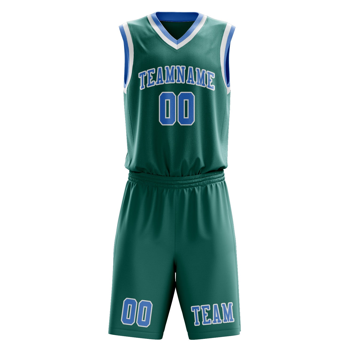 Custom Blue Green Light Blue Basketball Set