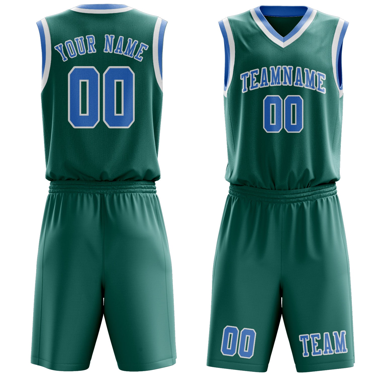 Custom Blue Green Light Blue Basketball Set