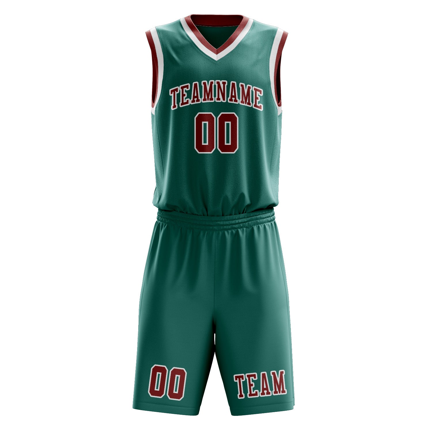 Custom Blue Green Coral Red Basketball Set