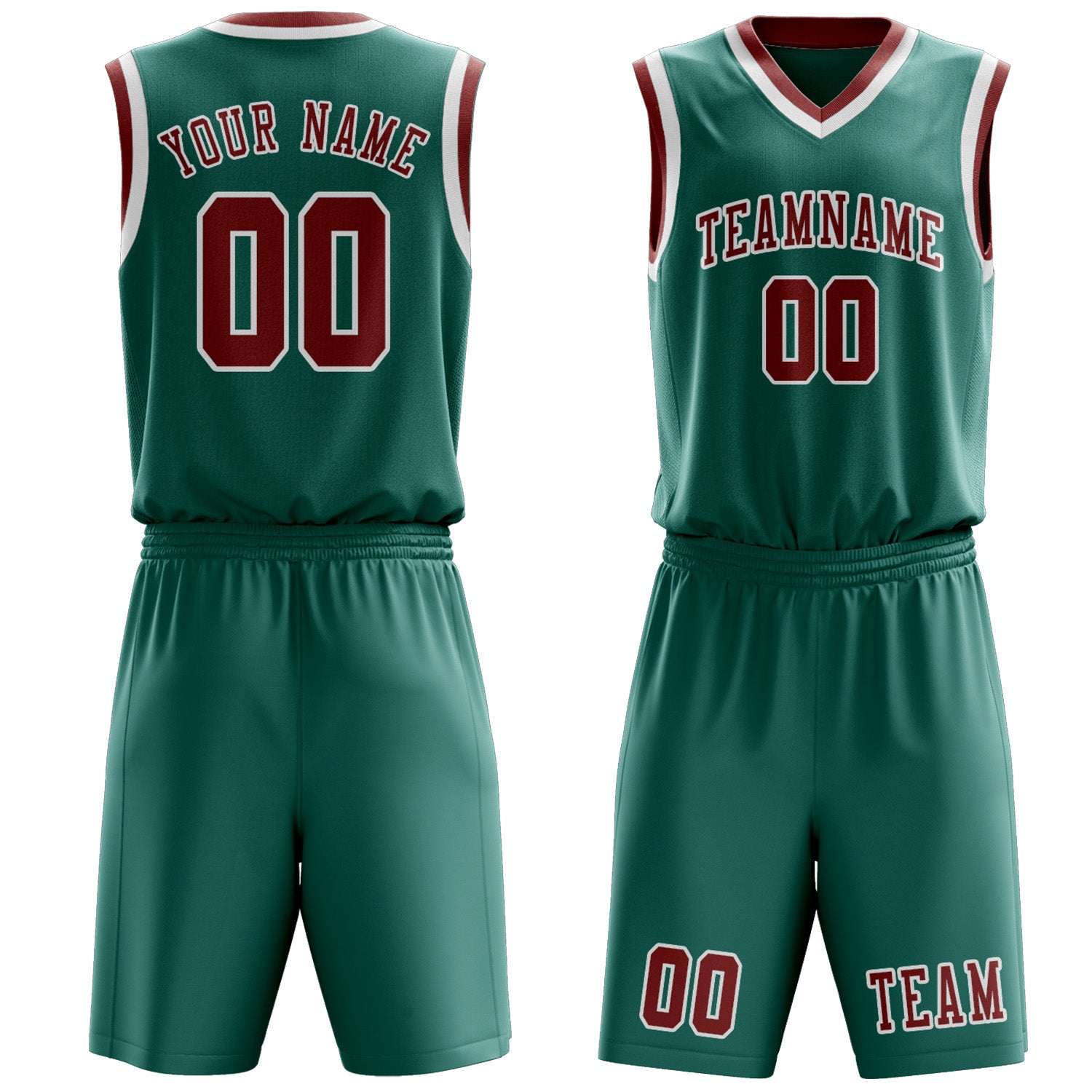 Custom Blue Green Coral Red Basketball Set
